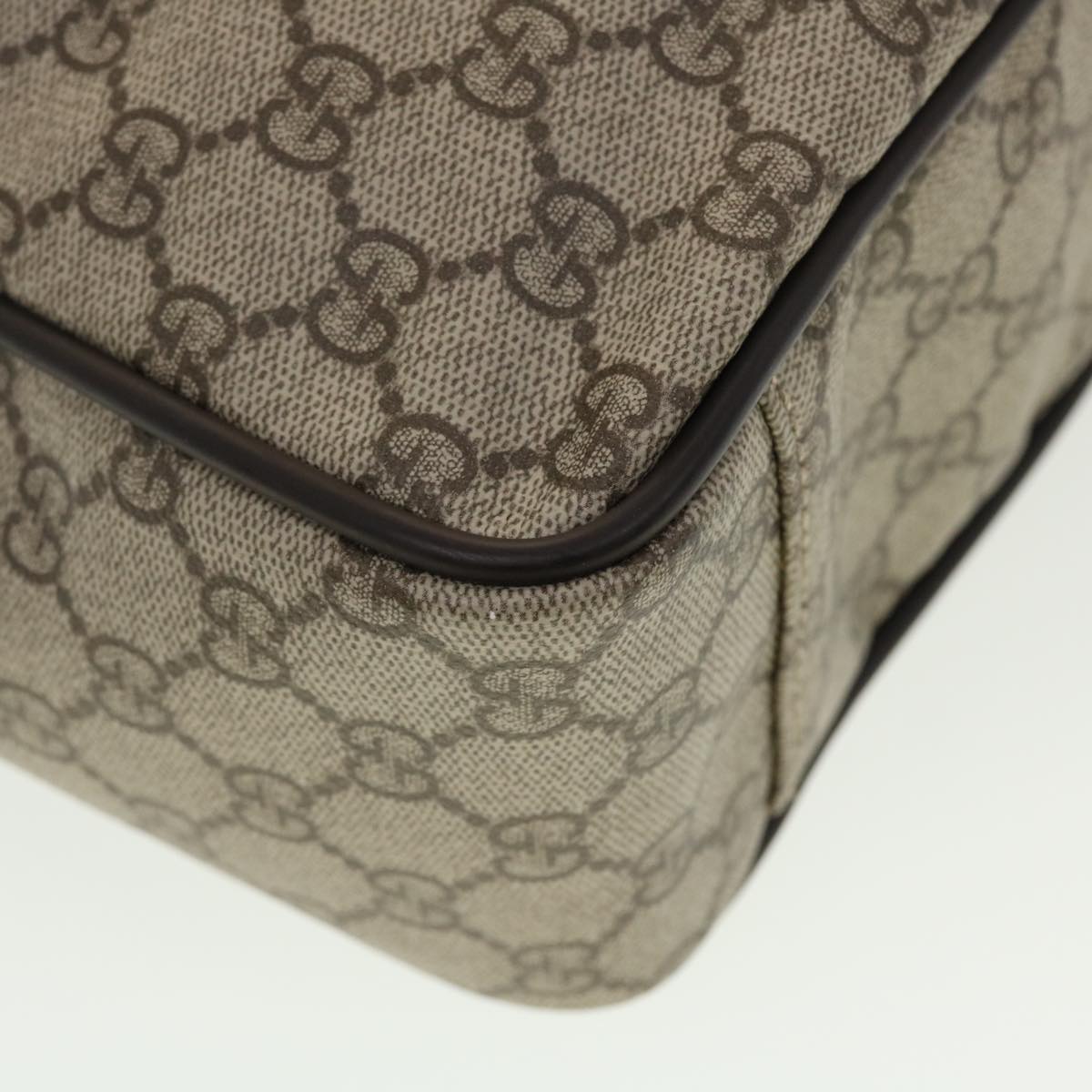 GUCCI GG Canvas Business Bag PVC Leather Beige Dark Brown 145846 ki2995