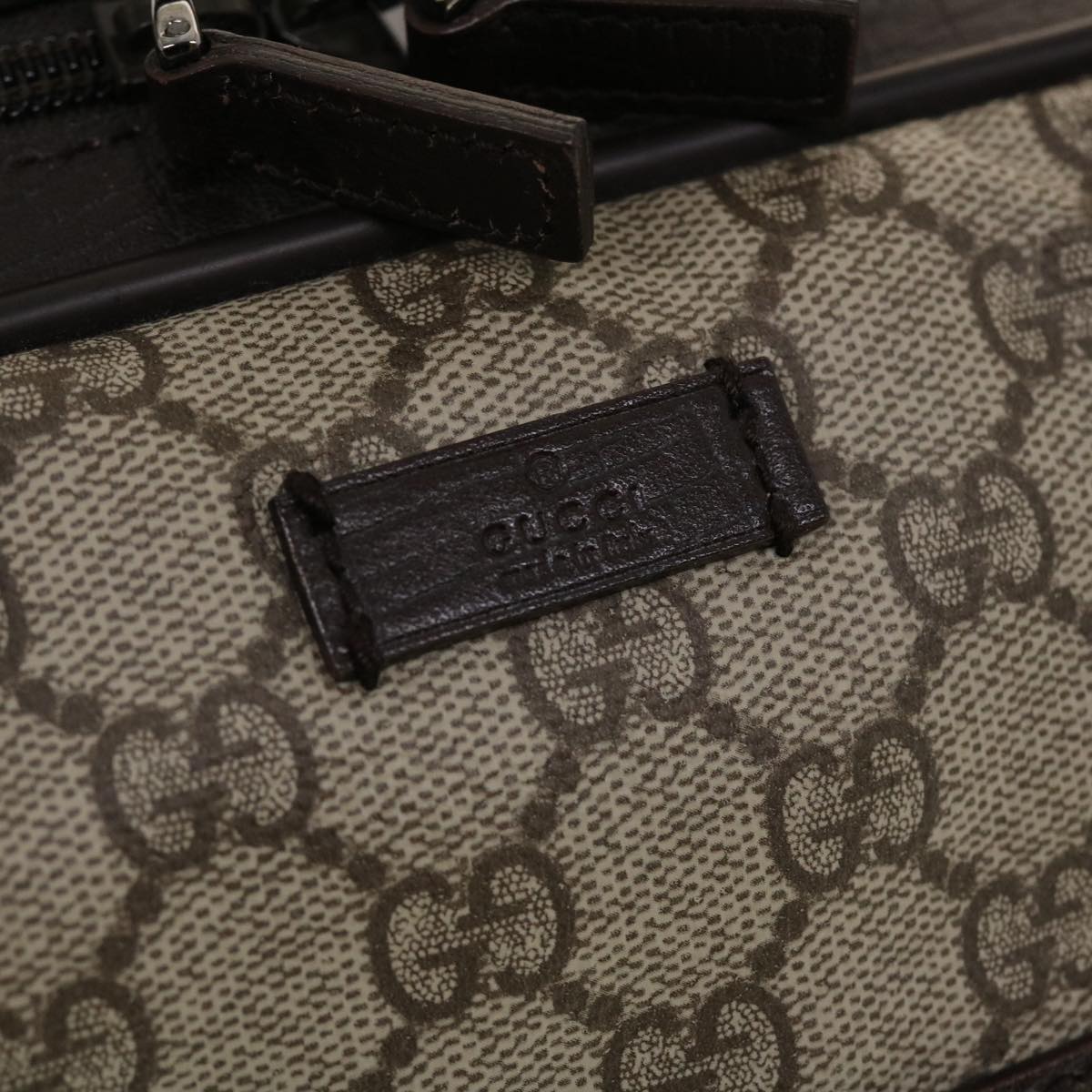 GUCCI GG Canvas Business Bag PVC Leather Beige Dark Brown 145846 ki2995
