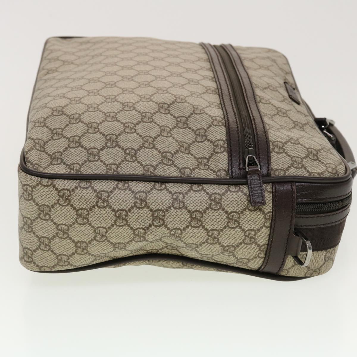 GUCCI GG Canvas Business Bag PVC Leather Beige Dark Brown 145846 ki2995
