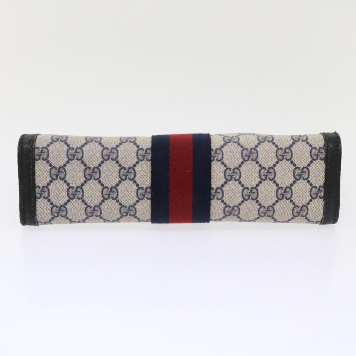 GUCCI GG Canvas Sherry Line Clutch Bag Gray Red Navy 64.014.2125.28 ki3048