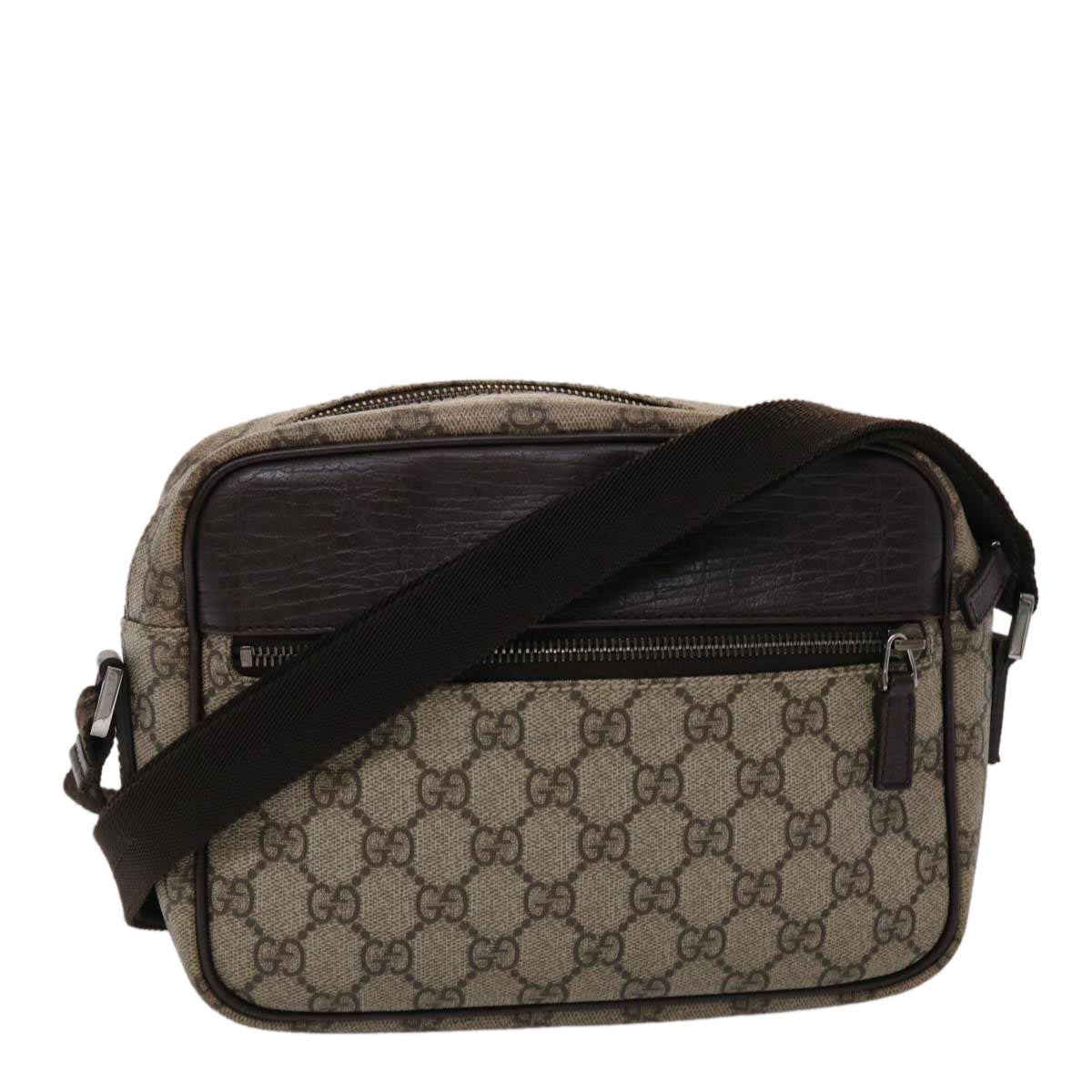 GUCCI GG Canvas Shoulder Bag PVC Leather Beige 114291 ki3060