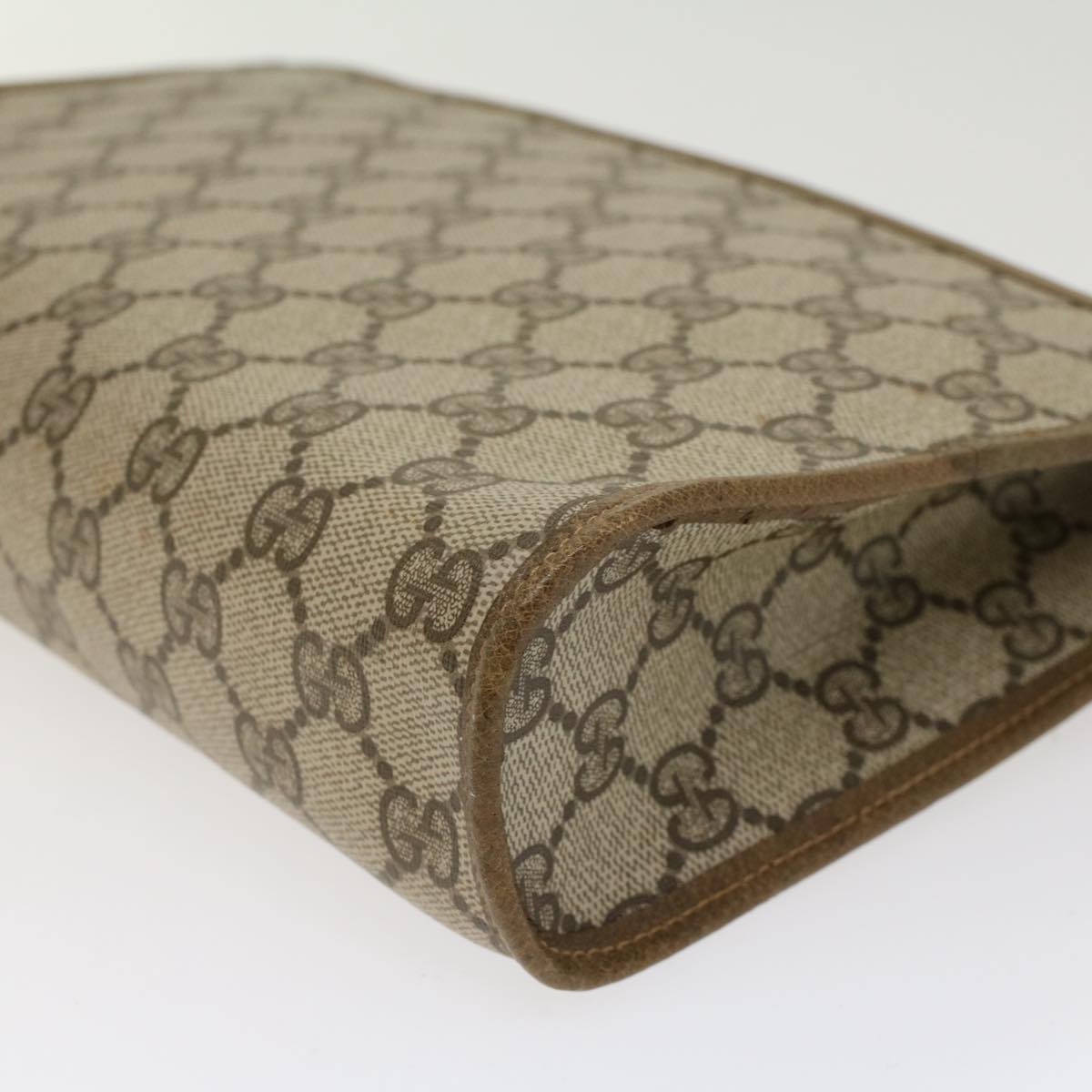 GUCCI GG Canvas Clutch Bag PVC Leather Beige 97.01.037 ki3062
