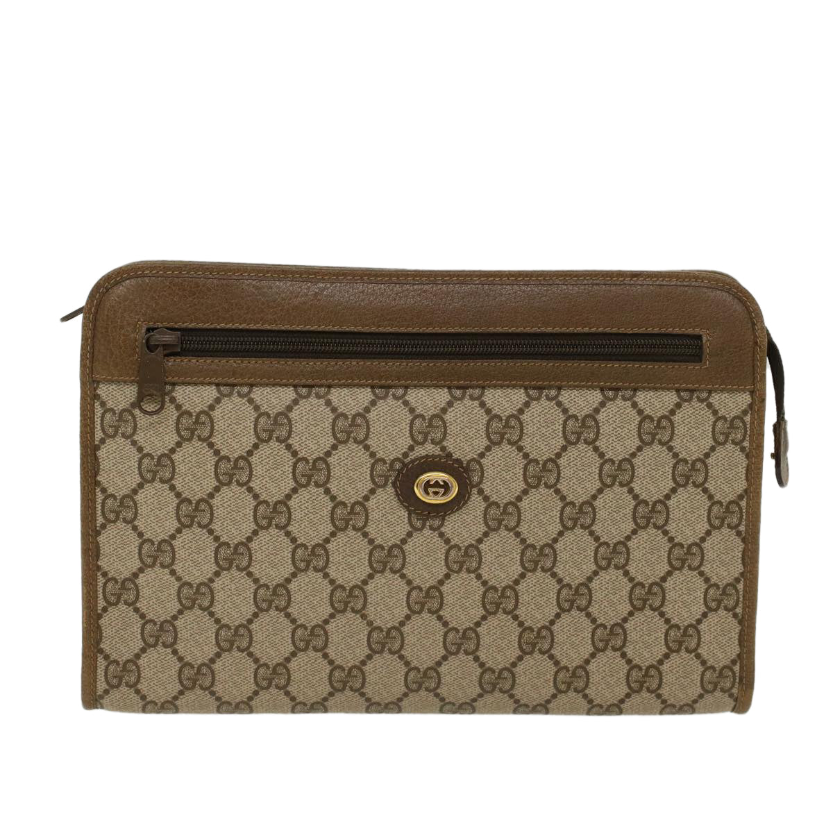 GUCCI GG Canvas Clutch Bag PVC Leather Beige 97.01.037 ki3062