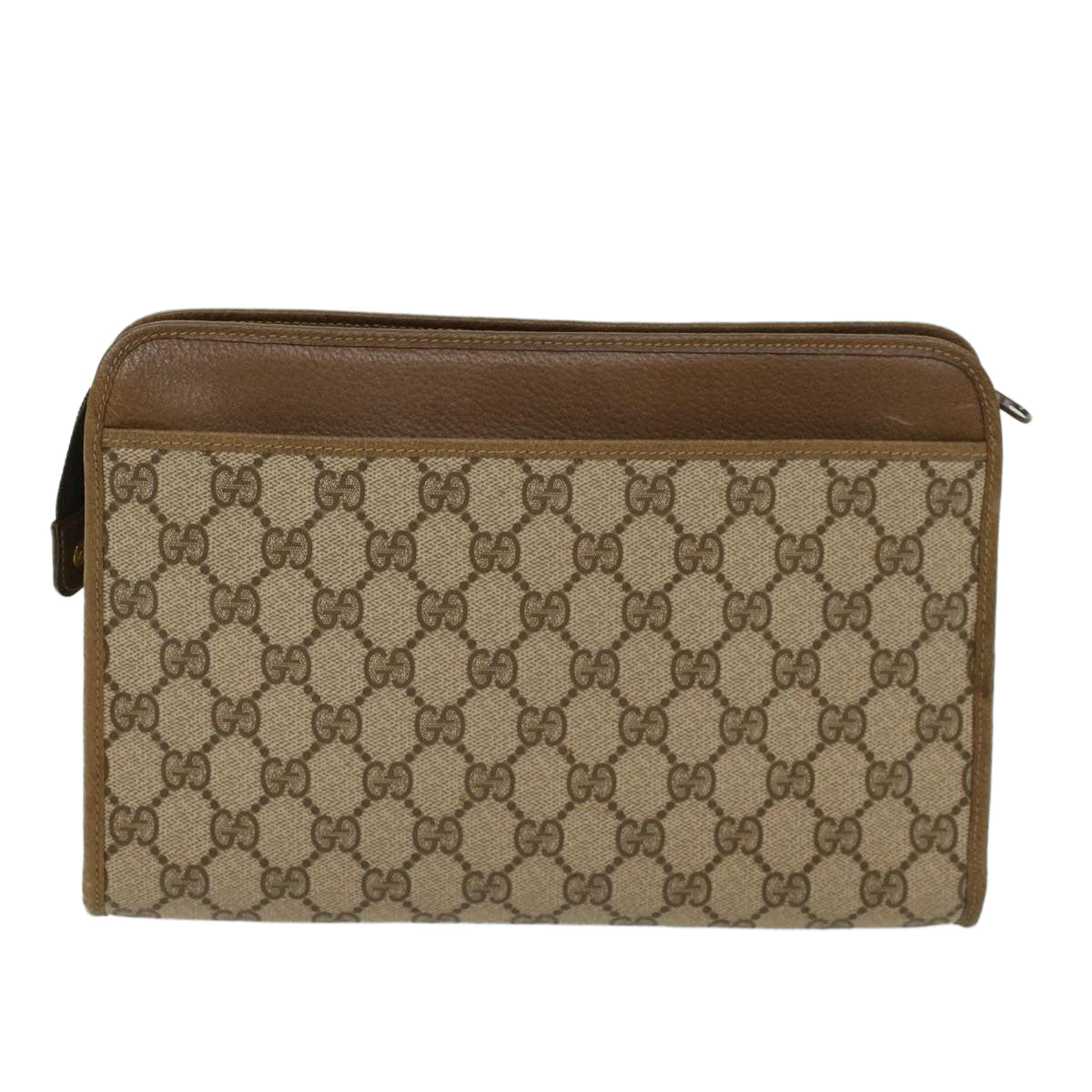 GUCCI GG Canvas Clutch Bag PVC Leather Beige 97.01.037 ki3062