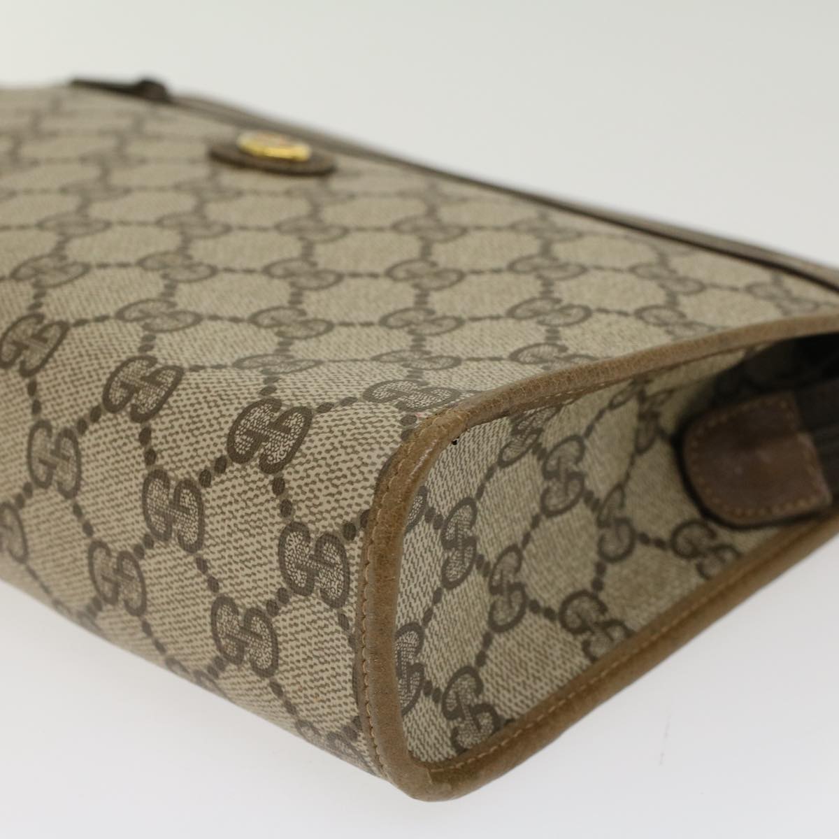 GUCCI GG Canvas Clutch Bag PVC Leather Beige 97.01.037 ki3062