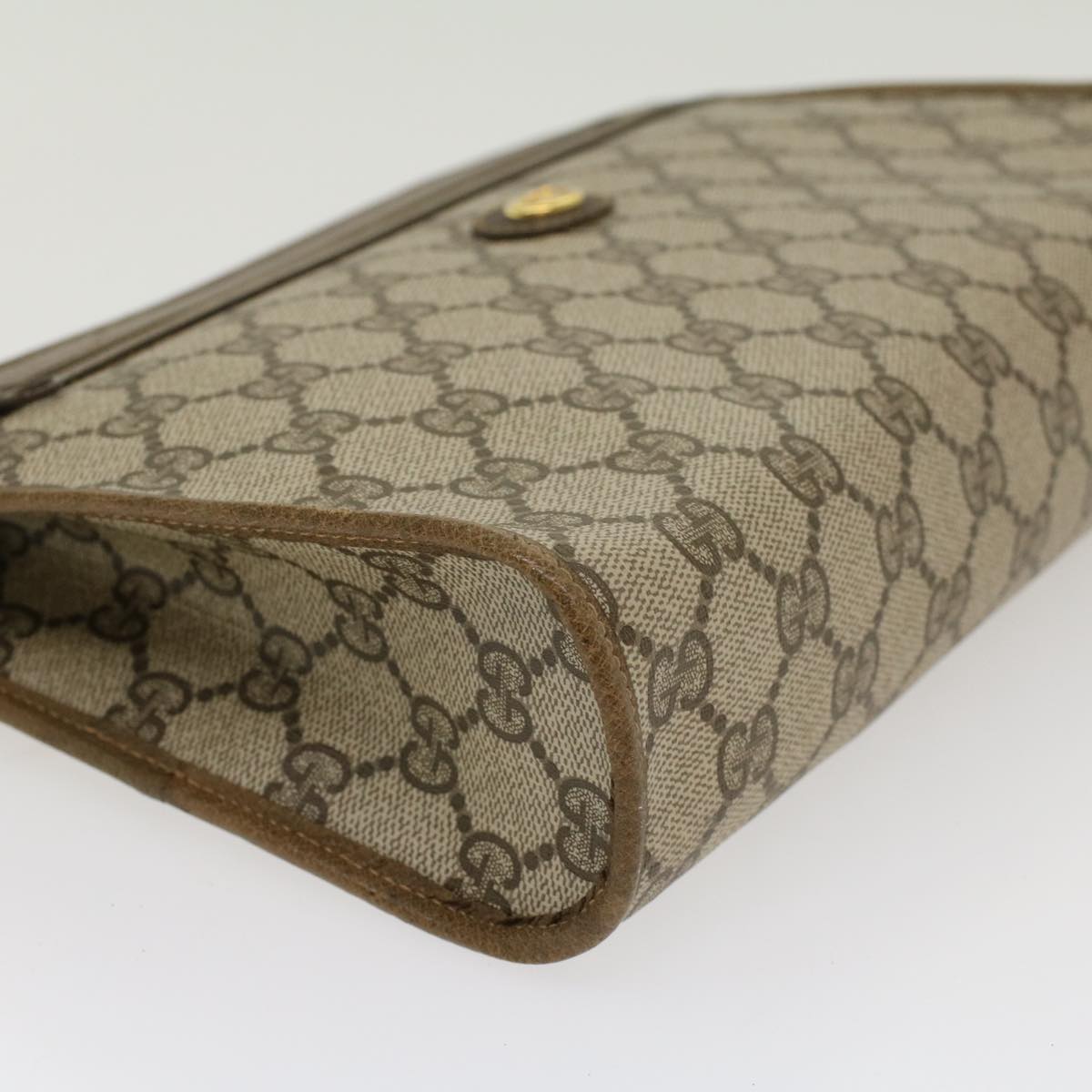 GUCCI GG Canvas Clutch Bag PVC Leather Beige 97.01.037 ki3062
