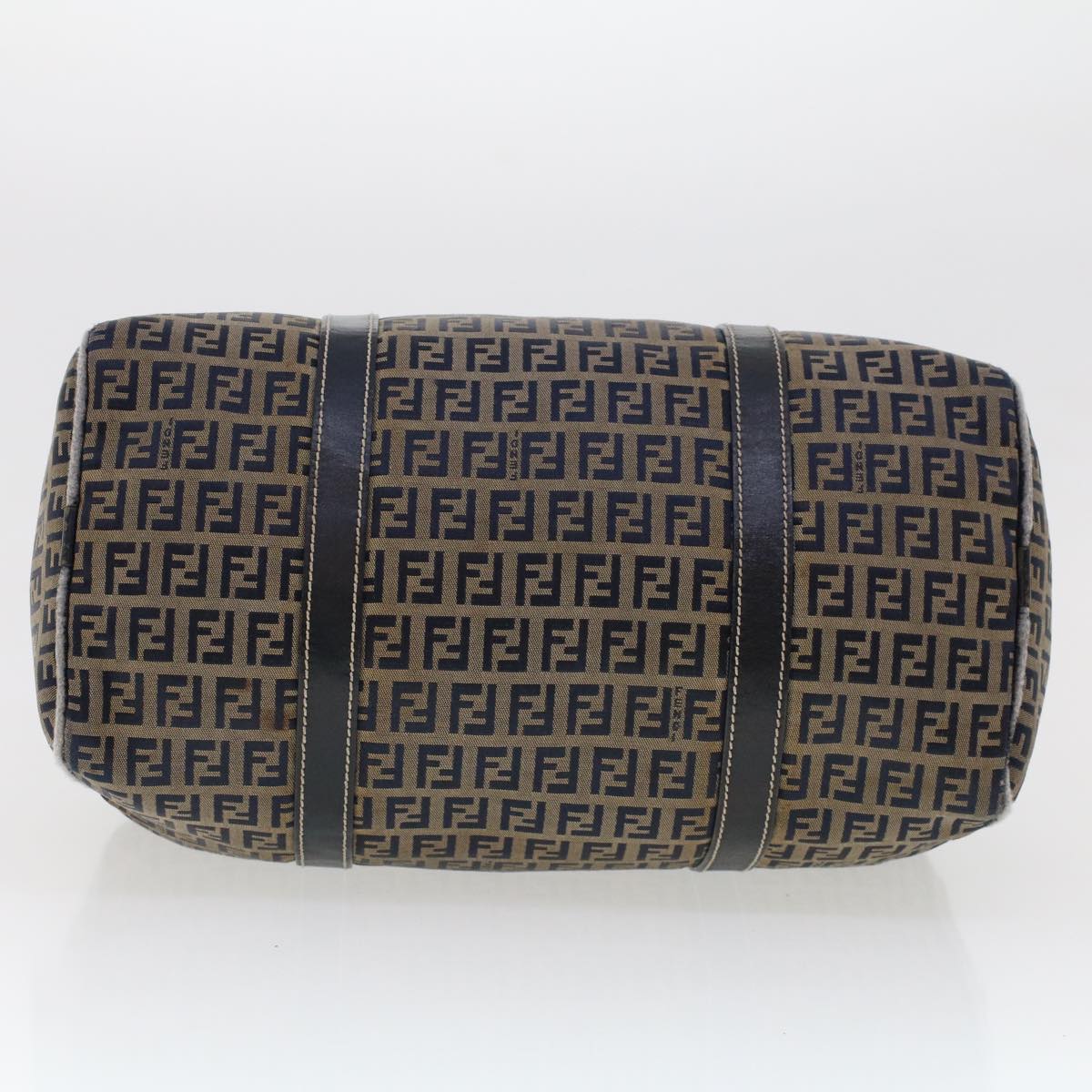 FENDI Zucchino Canvas Hand Bag Leather Navy ki3064