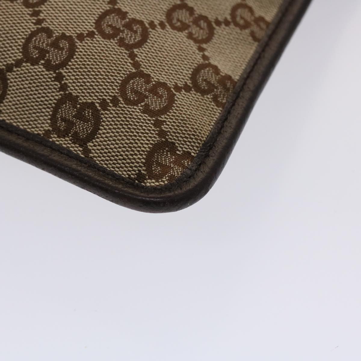 GUCCI GG Canvas Shoulder Bag Beige Dark Brown 27639 ki3103