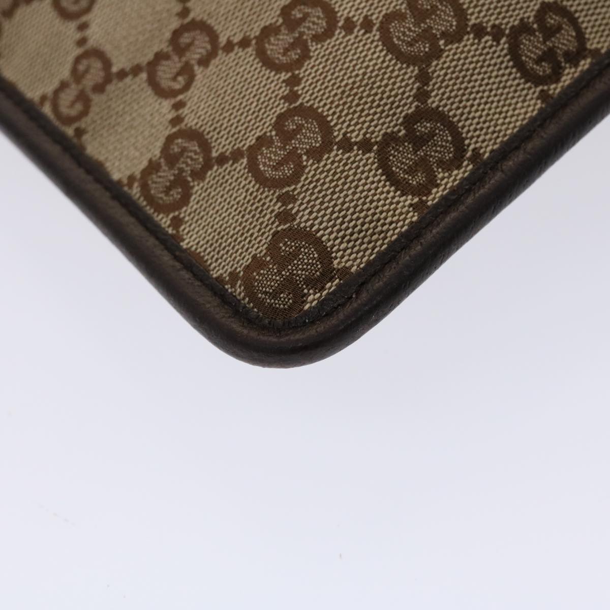 GUCCI GG Canvas Shoulder Bag Beige Dark Brown 27639 ki3103