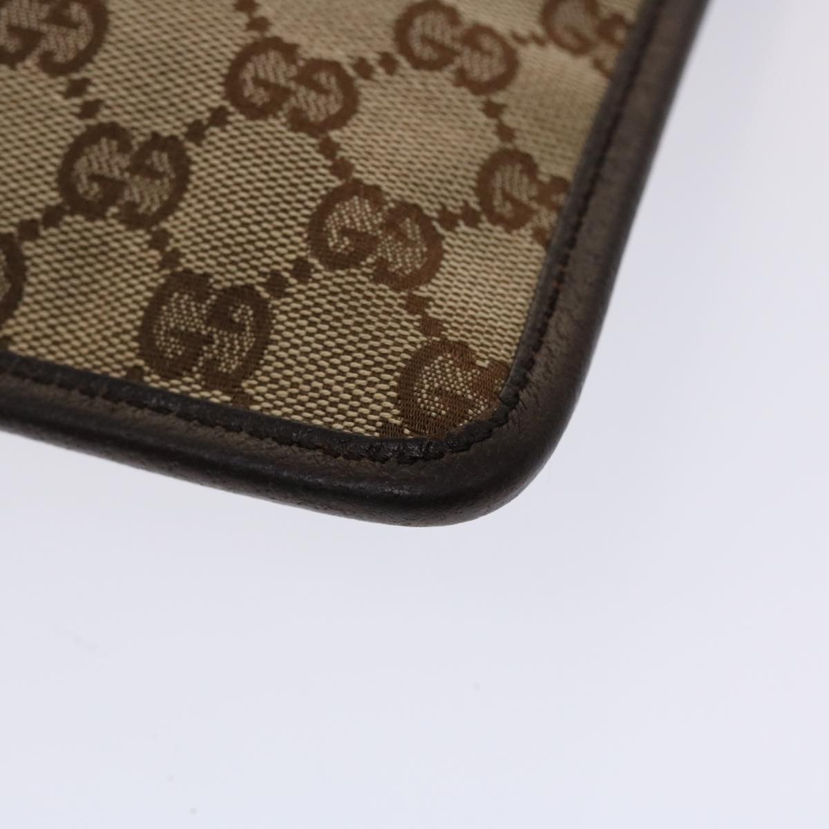 GUCCI GG Canvas Shoulder Bag Beige Dark Brown 27639 ki3103