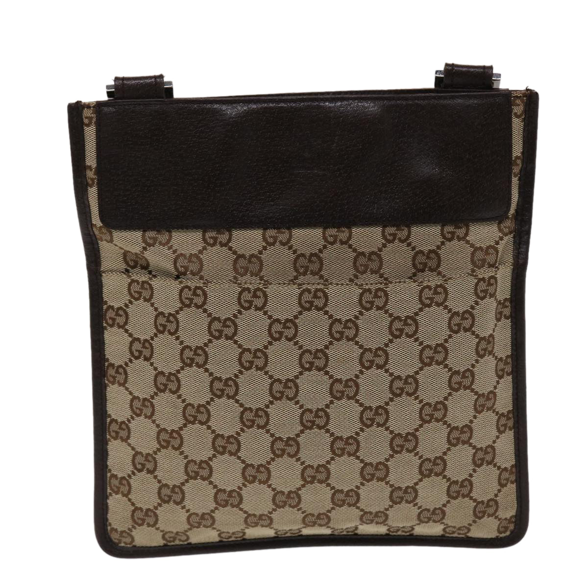GUCCI GG Canvas Shoulder Bag Beige Dark Brown 27639 ki3103