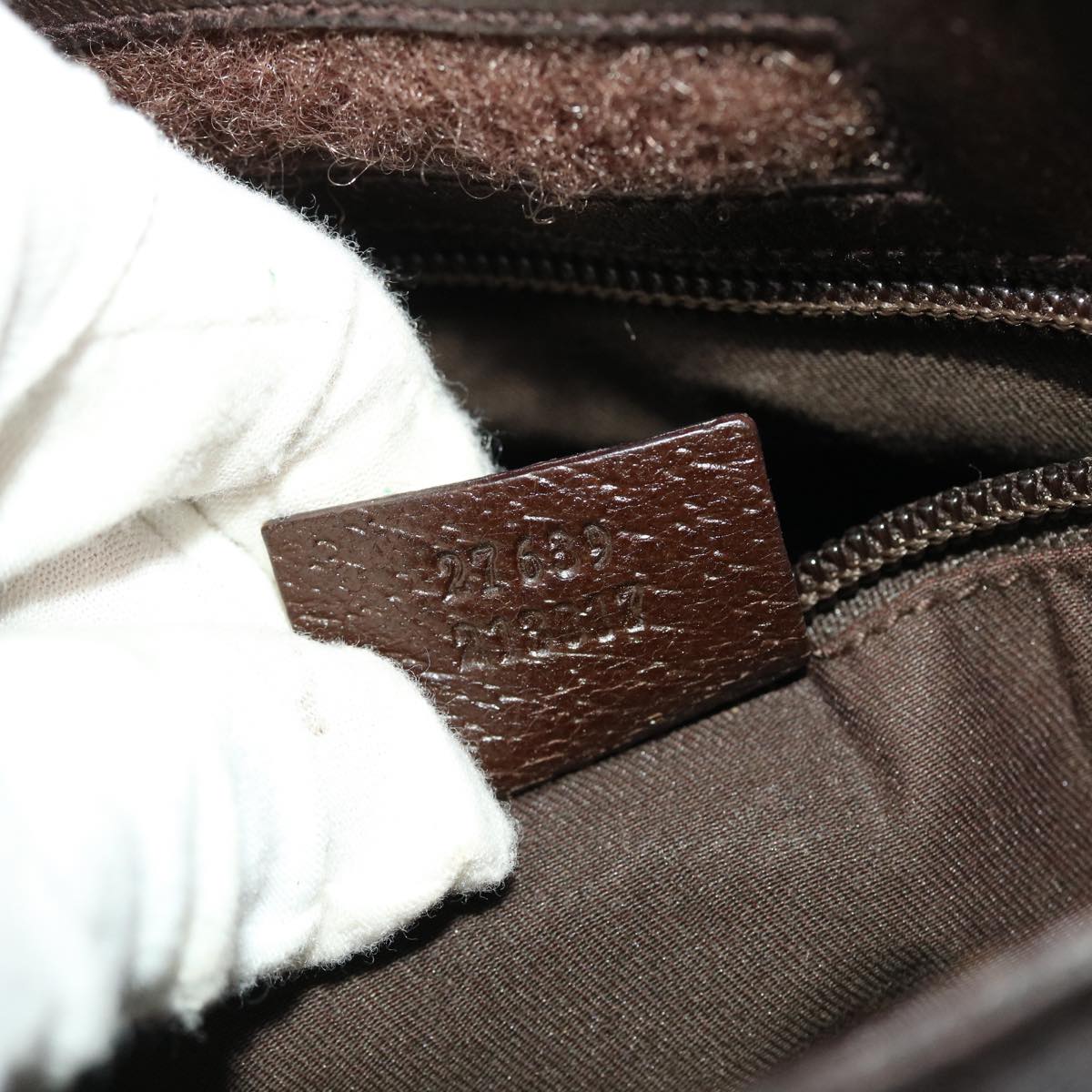 GUCCI GG Canvas Shoulder Bag Beige Dark Brown 27639 ki3103