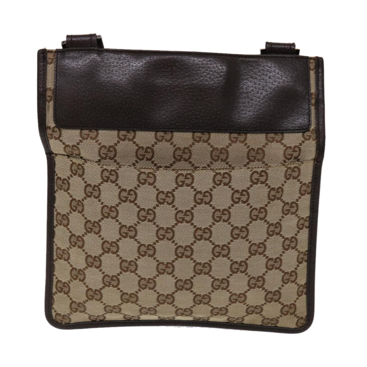 GUCCI GG Canvas Shoulder Bag Beige Dark Brown 27639 ki3103