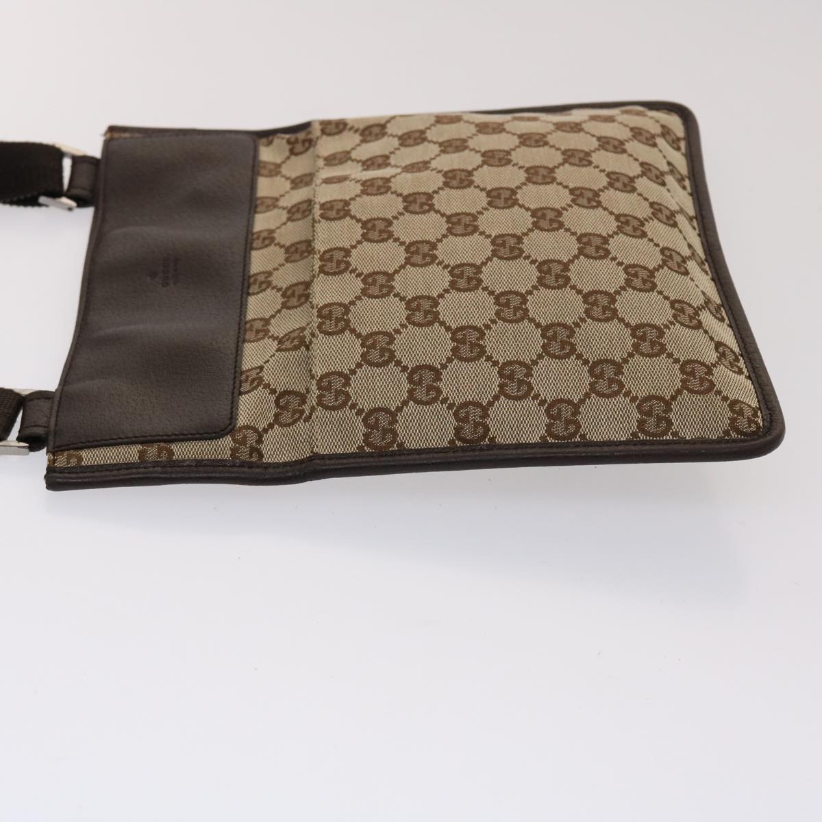 GUCCI GG Canvas Shoulder Bag Beige Dark Brown 27639 ki3103