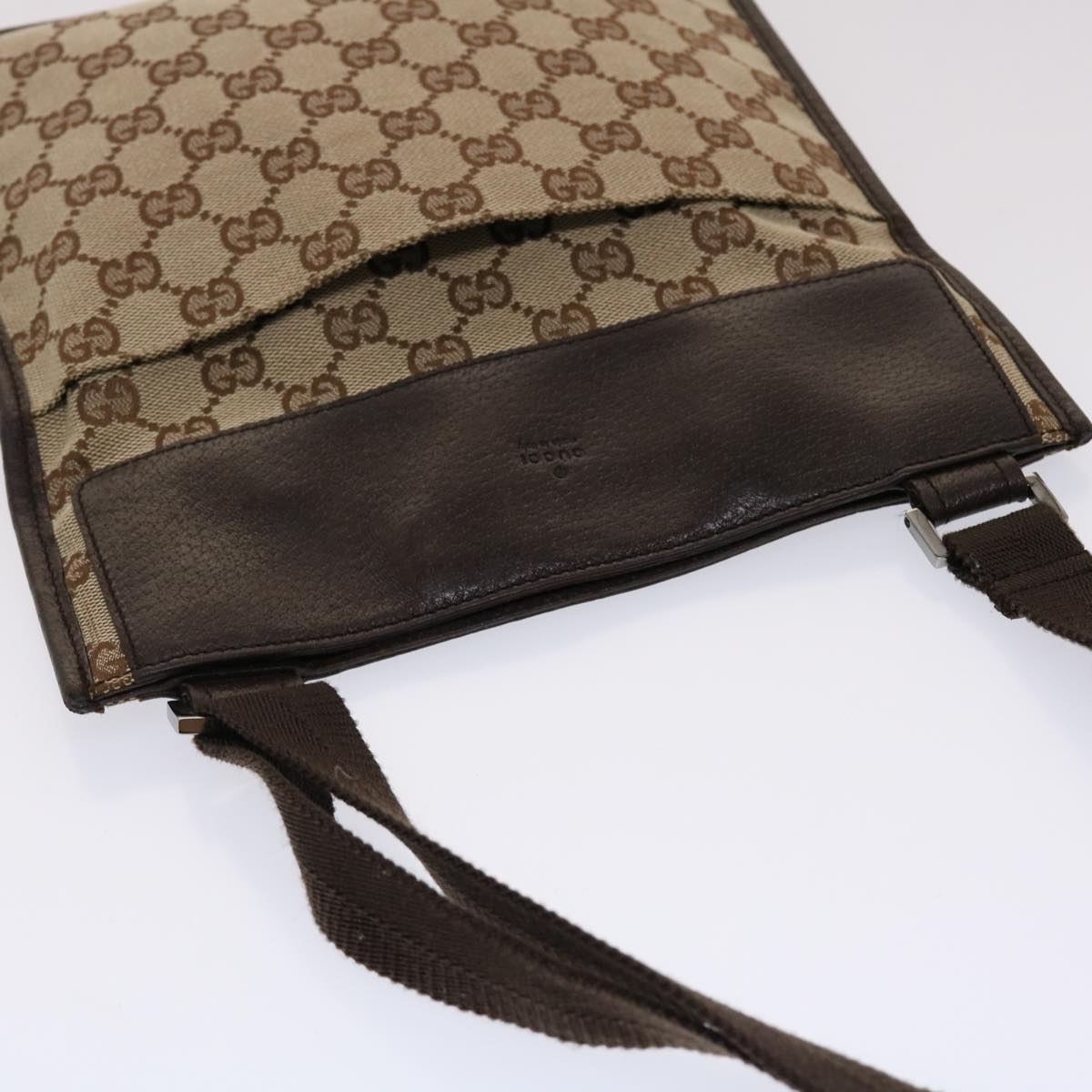 GUCCI GG Canvas Shoulder Bag Beige Dark Brown 27639 ki3103
