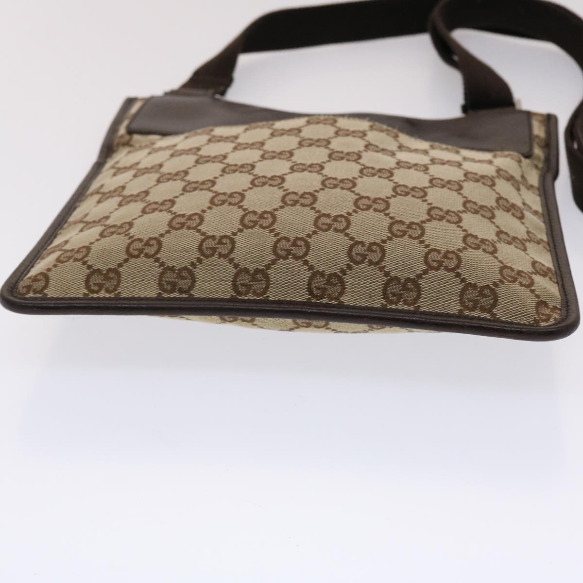 GUCCI GG Canvas Shoulder Bag Beige Dark Brown 27639 ki3103