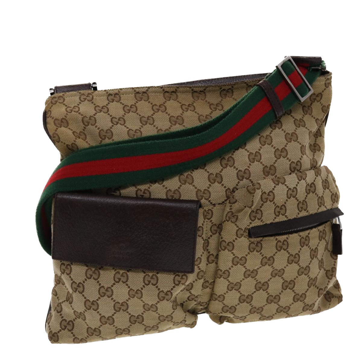 GUCCI GG Canvas Web Sherry Line Shoulder Bag Beige Green Red 169982 ki3107