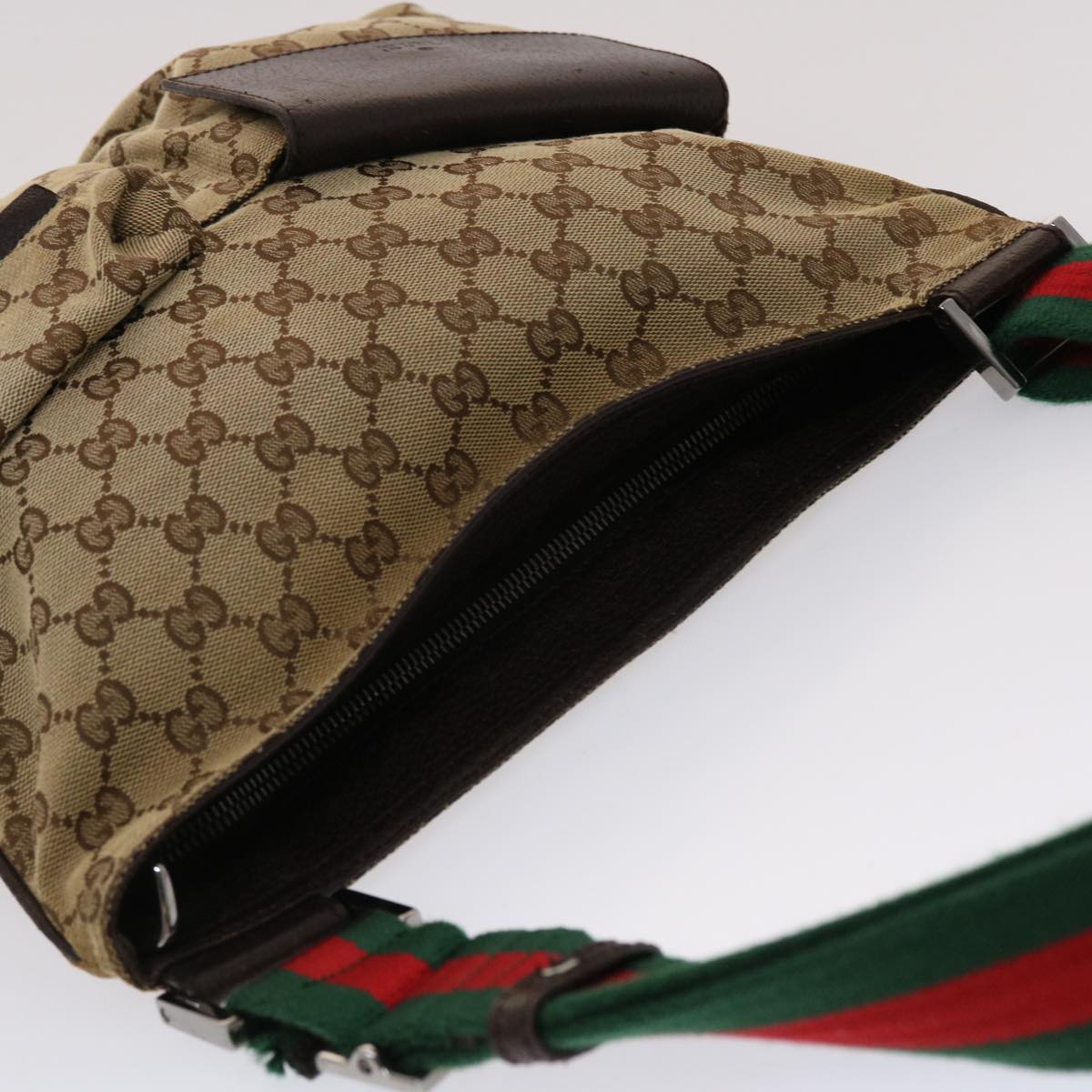 GUCCI GG Canvas Web Sherry Line Shoulder Bag Beige Green Red 169982 ki3107
