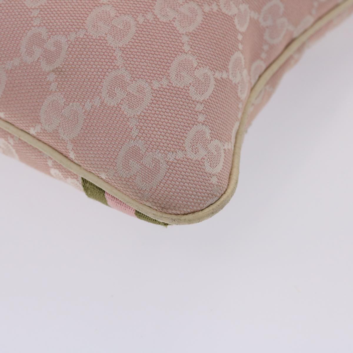 GUCCI GG Canvas Sherry Line Shoulder Bag Pink Khaki 144388 ki3108
