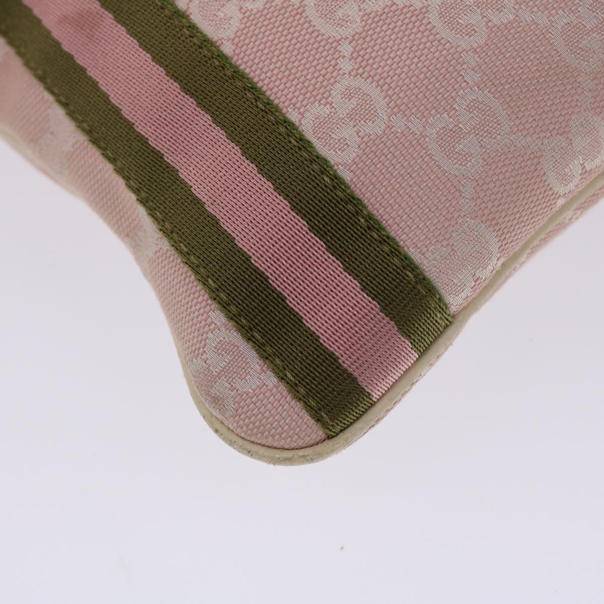 GUCCI GG Canvas Sherry Line Shoulder Bag Pink Khaki 144388 ki3108