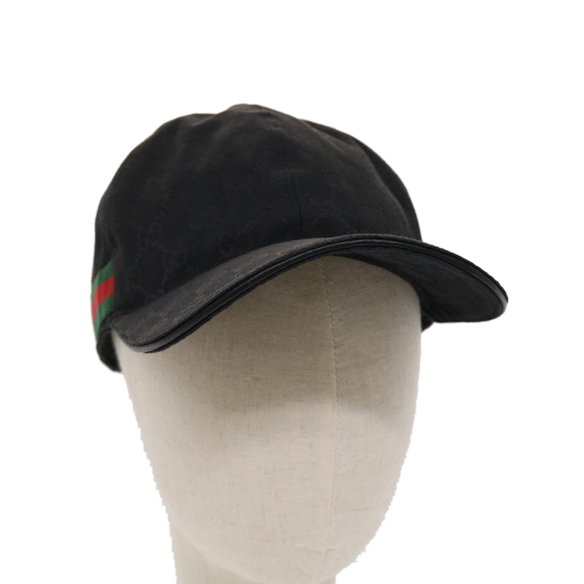 GUCCI GG Canvas Web Sherry Line Cap M 58 Black Green 200035 601564 ki3120