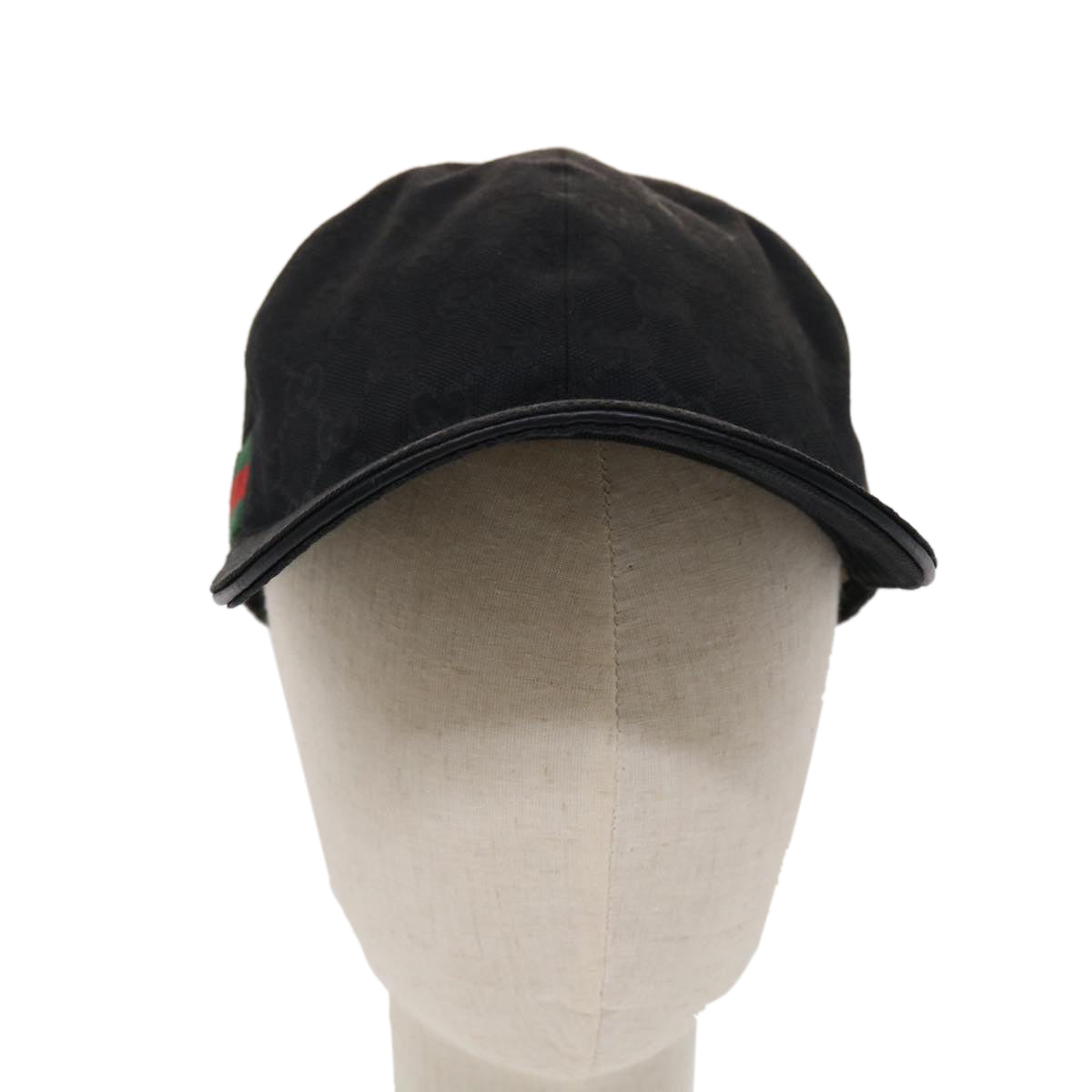 GUCCI GG Canvas Web Sherry Line Cap M 58 Black Green 200035 601564 ki3120
