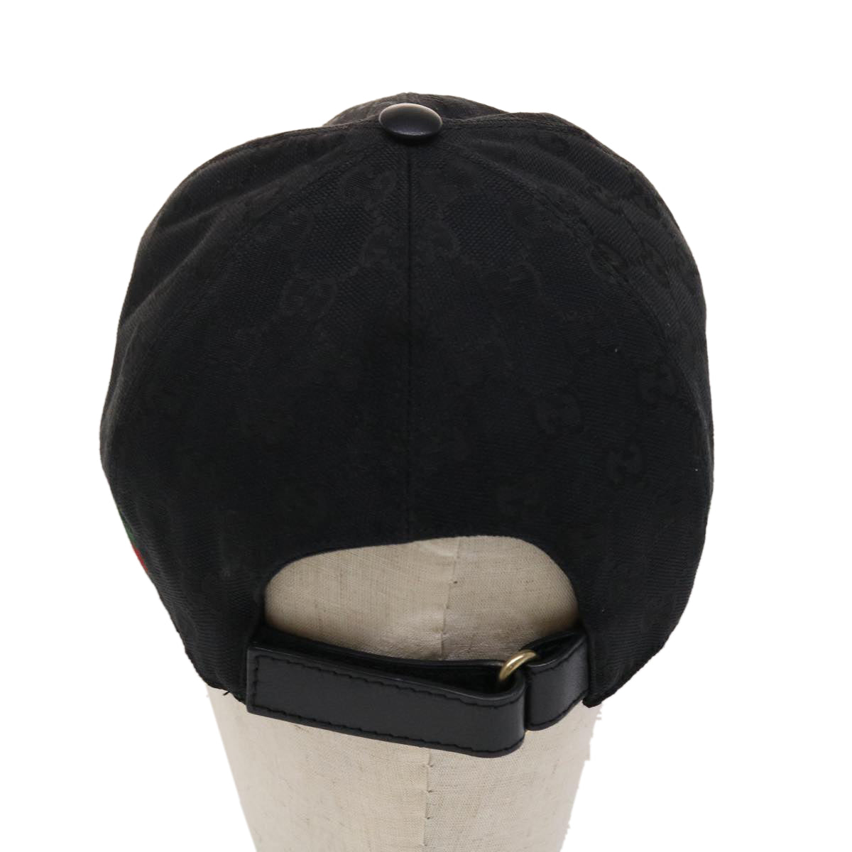 GUCCI GG Canvas Web Sherry Line Cap M 58 Black Green 200035 601564 ki3120