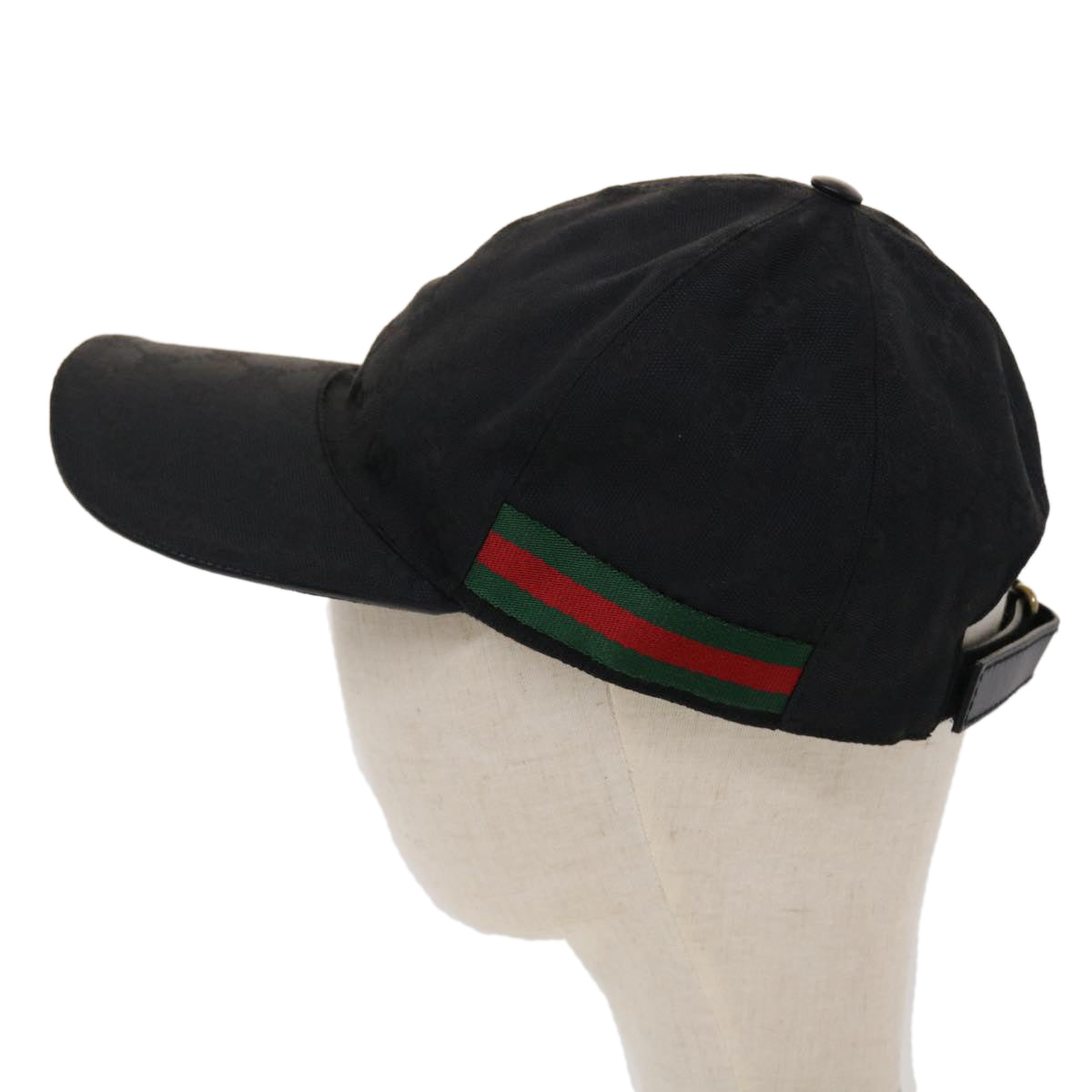 GUCCI GG Canvas Web Sherry Line Cap M 58 Black Green 200035 601564 ki3120
