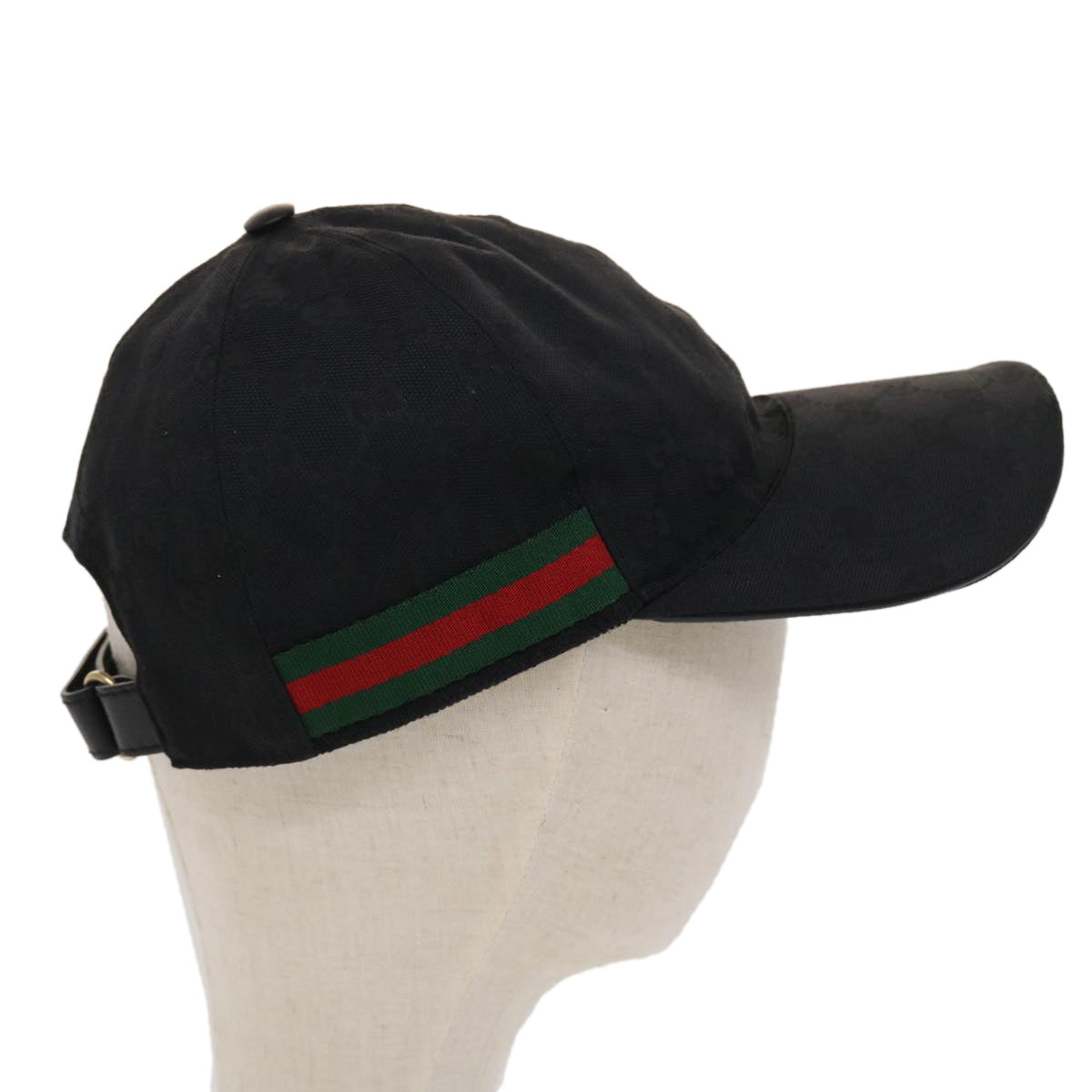 GUCCI GG Canvas Web Sherry Line Cap M 58 Black Green 200035 601564 ki3120