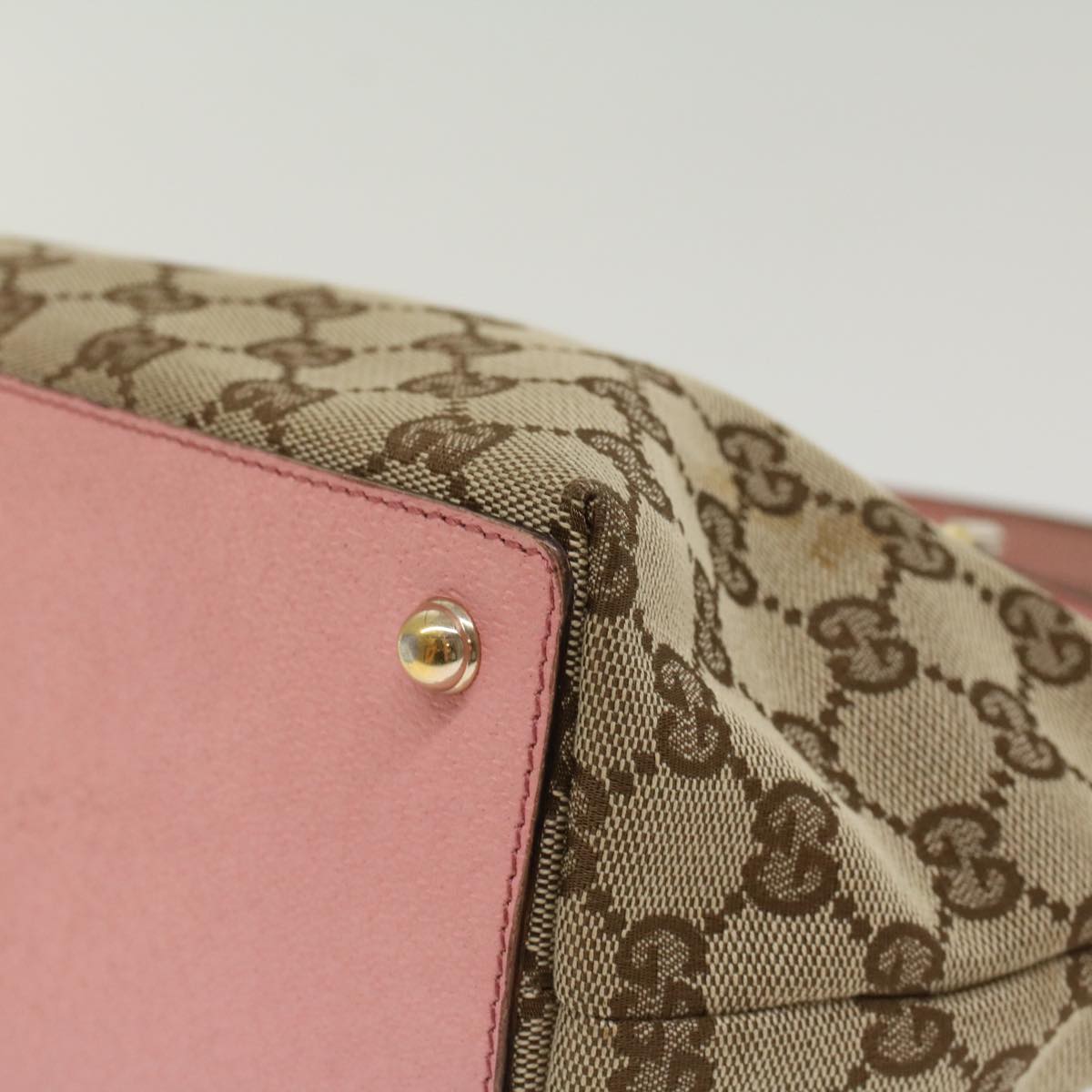 GUCCI GG Canvas Hand Bag Beige Pink 120844 ki3156