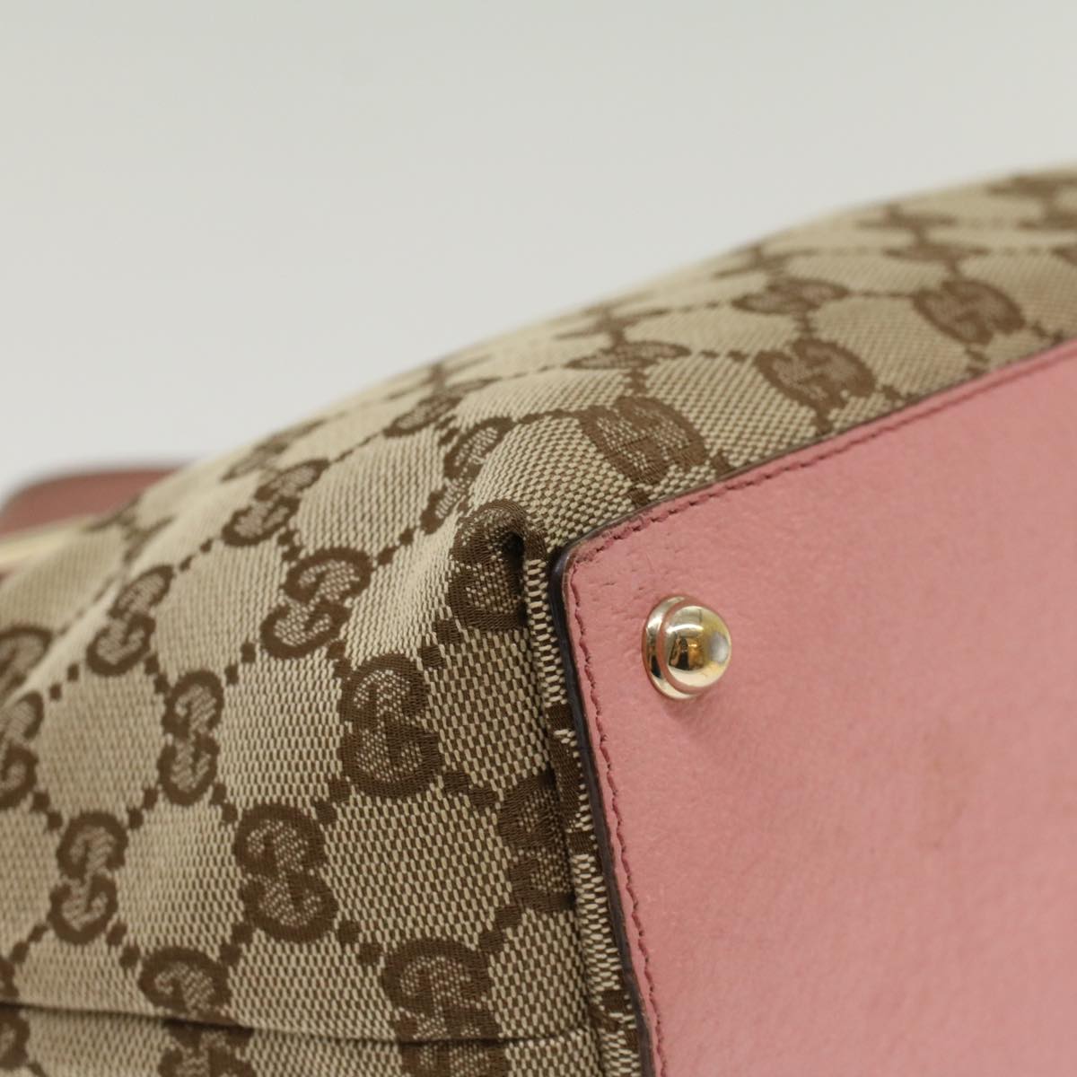 GUCCI GG Canvas Hand Bag Beige Pink 120844 ki3156