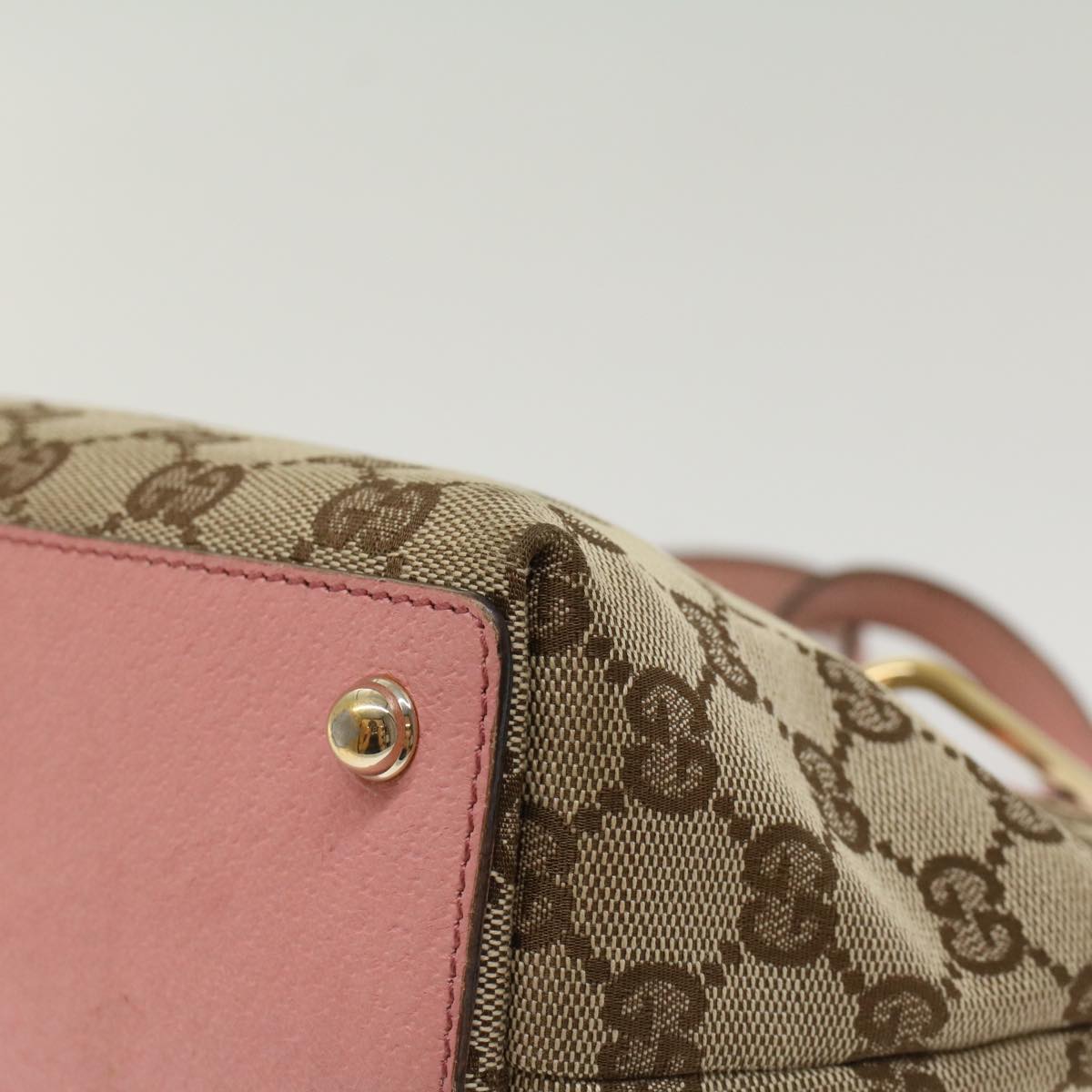 GUCCI GG Canvas Hand Bag Beige Pink 120844 ki3156