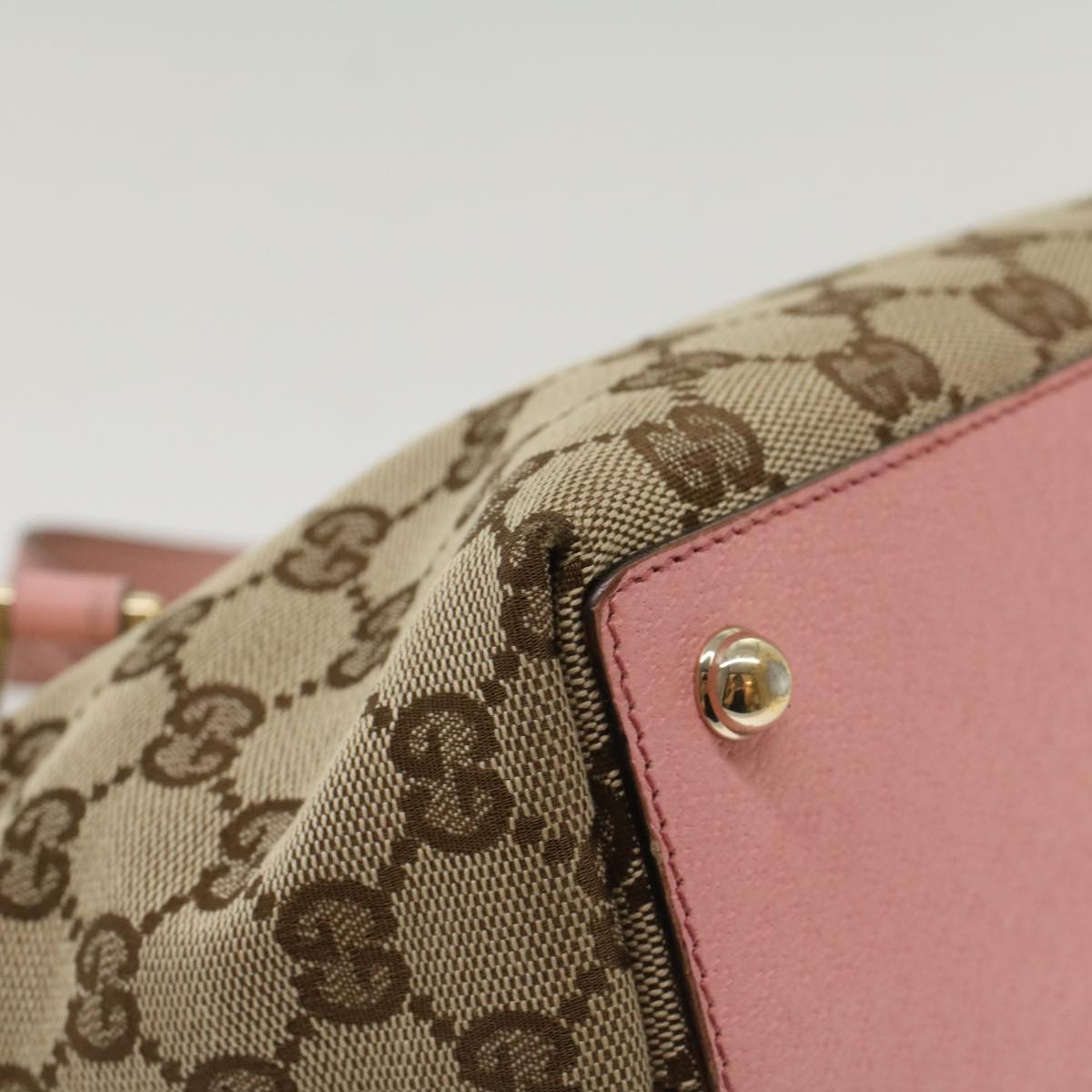 GUCCI GG Canvas Hand Bag Beige Pink 120844 ki3156