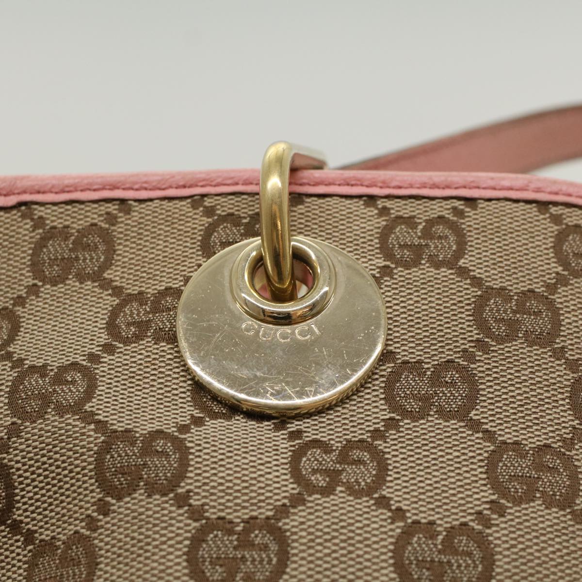 GUCCI GG Canvas Hand Bag Beige Pink 120844 ki3156