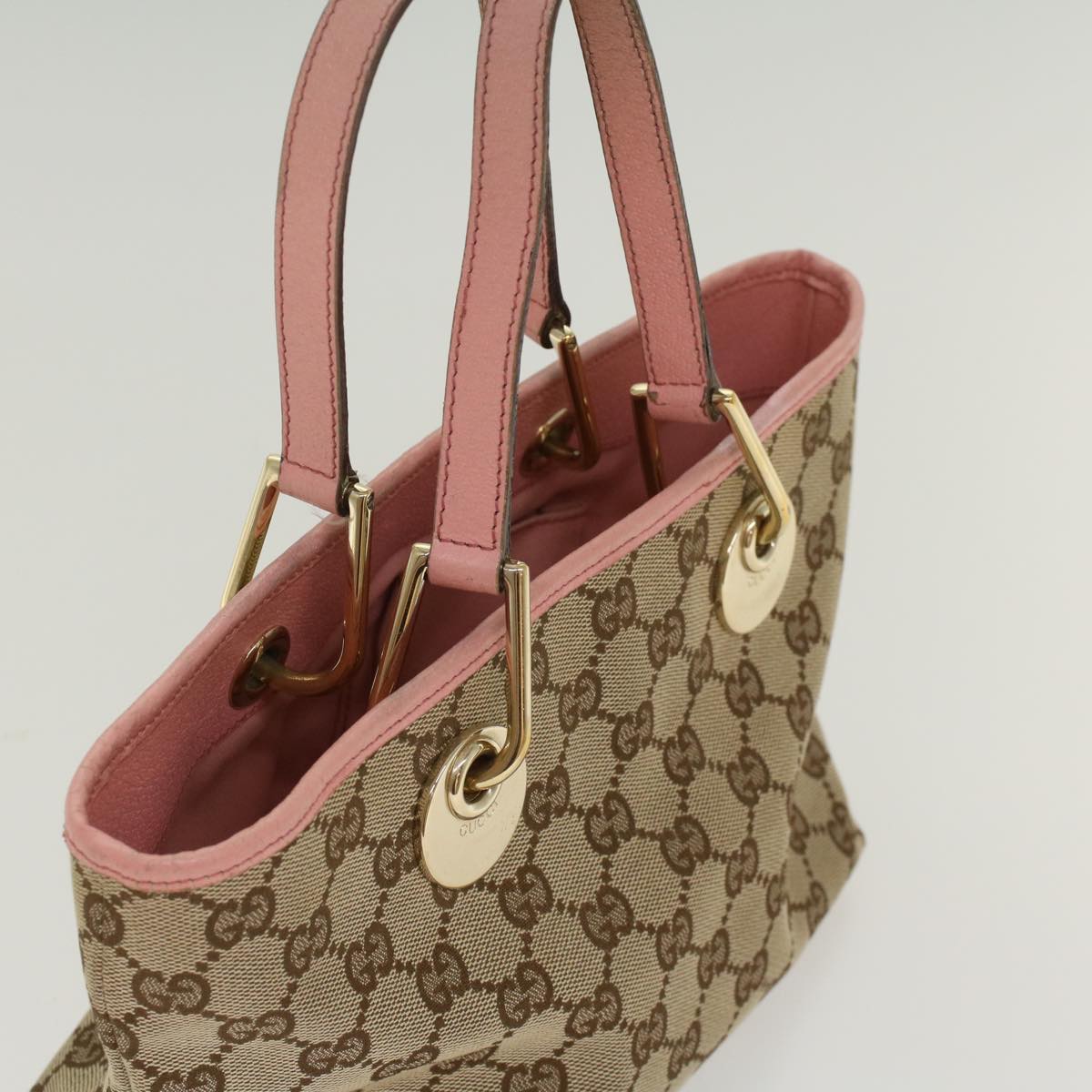 GUCCI GG Canvas Hand Bag Beige Pink 120844 ki3156