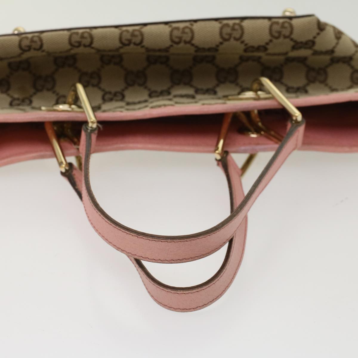 GUCCI GG Canvas Hand Bag Beige Pink 120844 ki3156