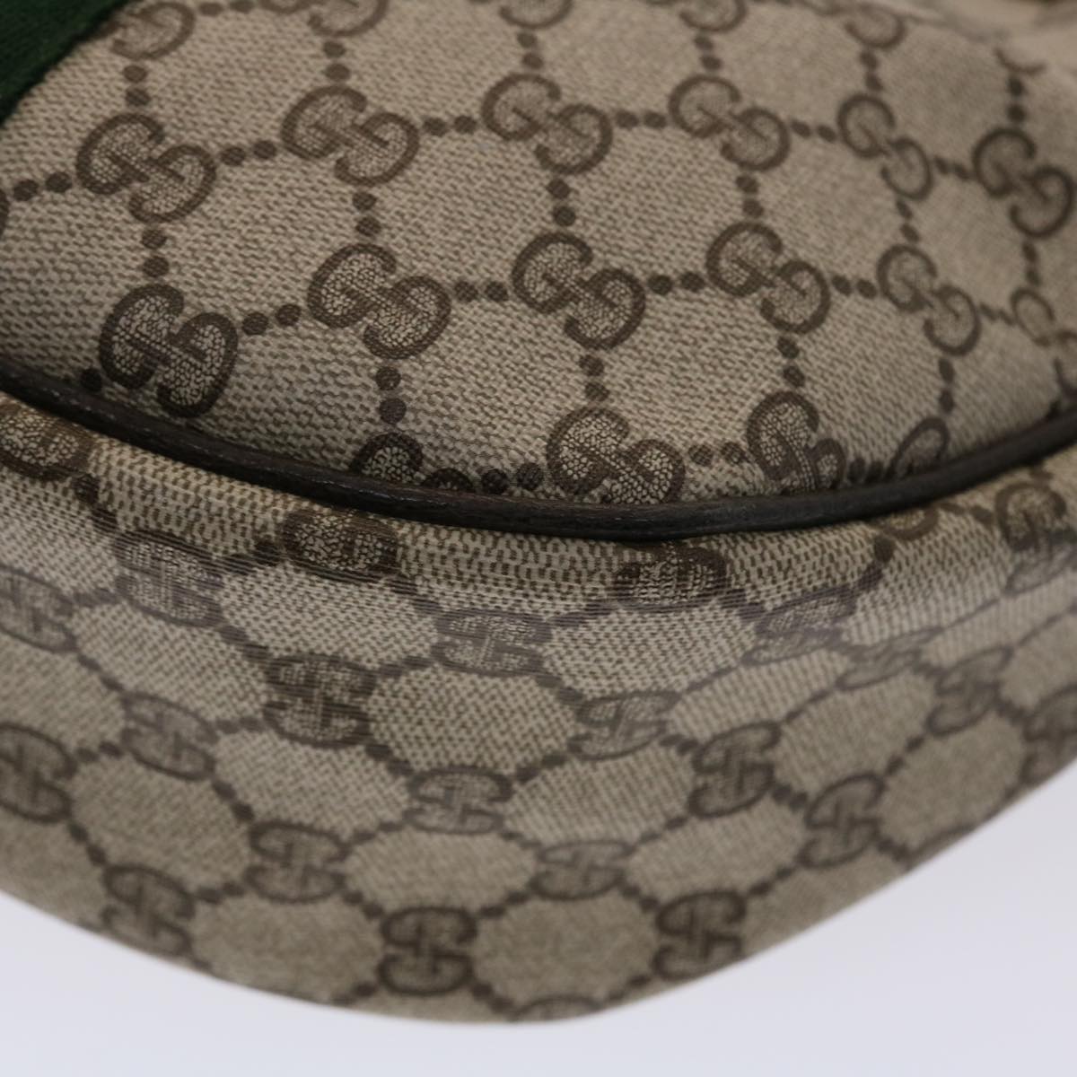 GUCCI GG Canvas Web Sherry Line Shoulder Bag PVC Leather Beige Green ki3157
