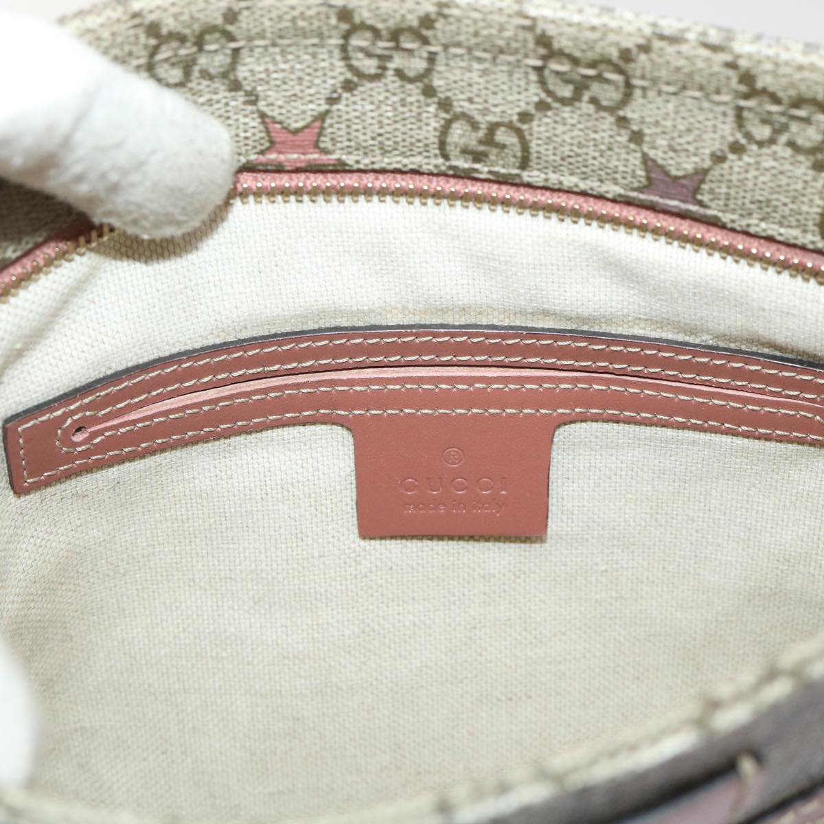 GUCCI GG Canvas Shoulder Bag PVC Leather Beige Pink 295257 ki3160