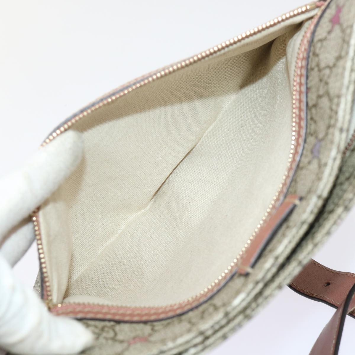 GUCCI GG Canvas Shoulder Bag PVC Leather Beige Pink 295257 ki3160