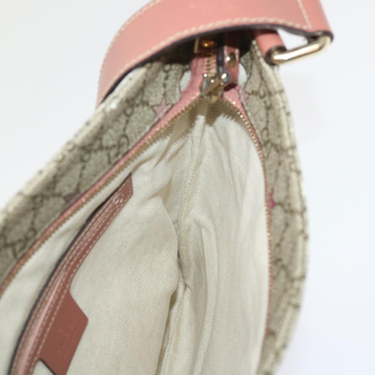 GUCCI GG Canvas Shoulder Bag PVC Leather Beige Pink 295257 ki3160
