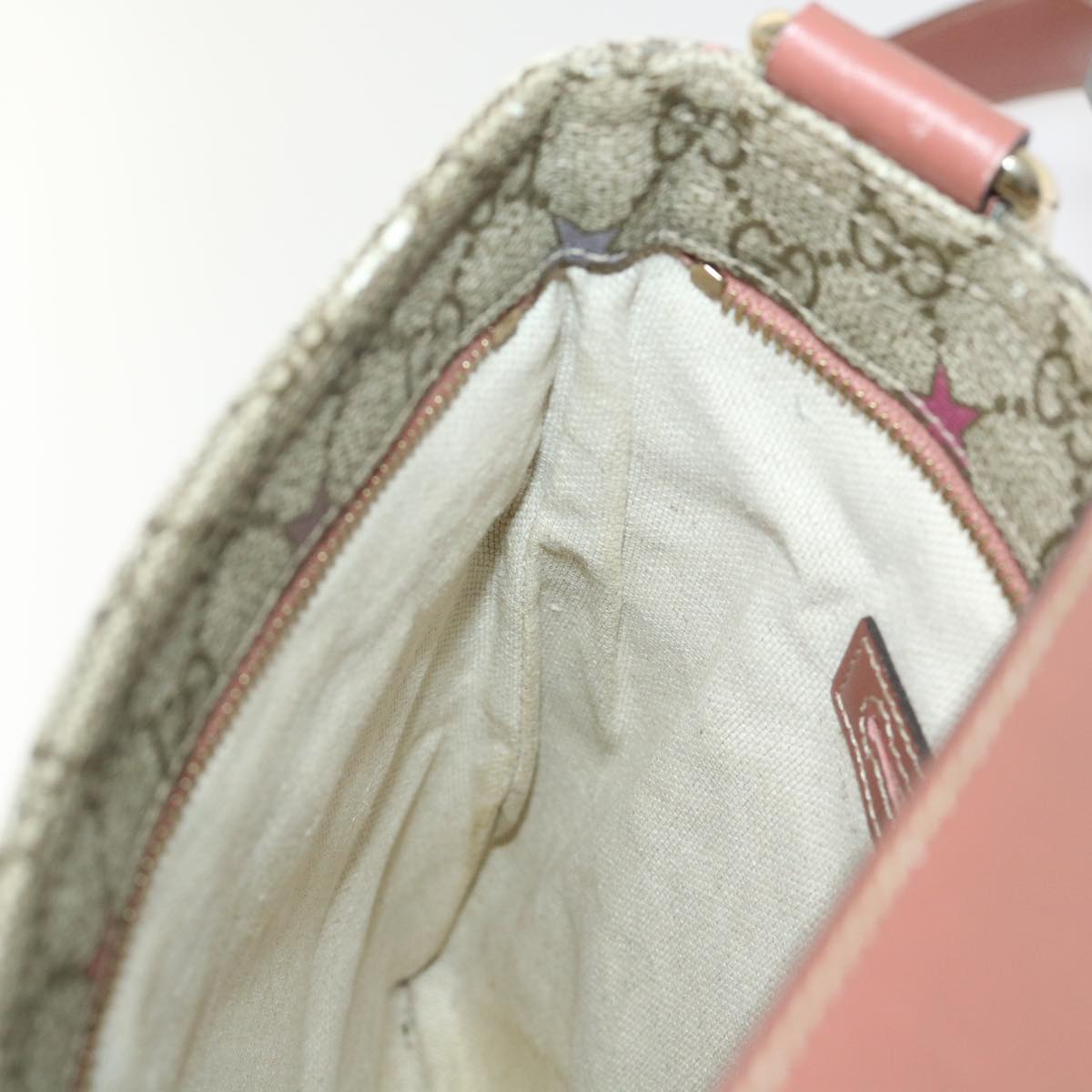 GUCCI GG Canvas Shoulder Bag PVC Leather Beige Pink 295257 ki3160