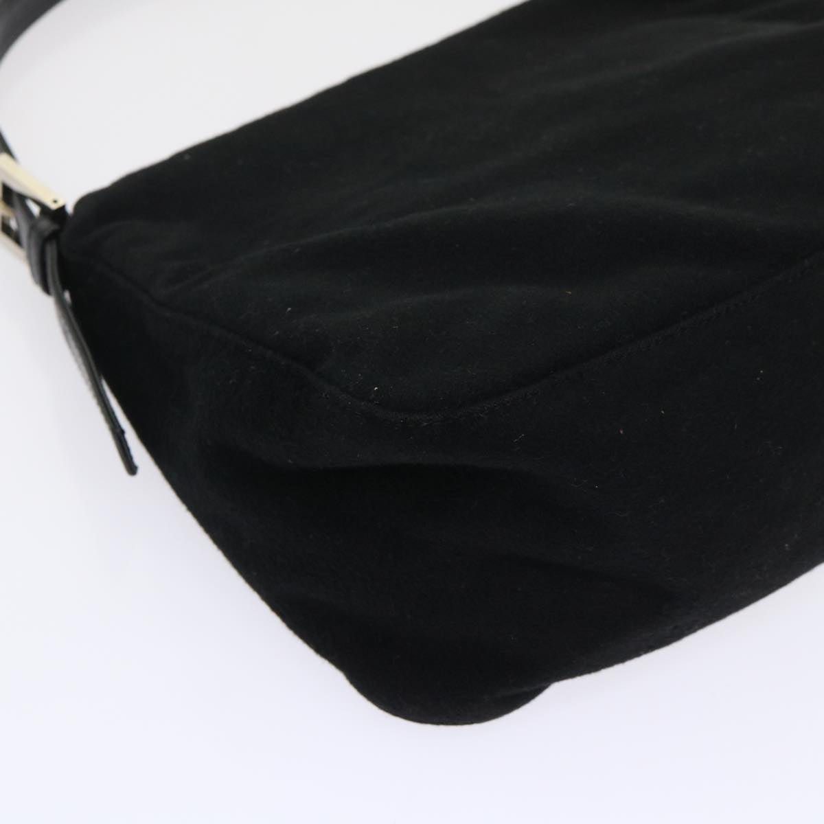 FENDI Mamma Baguette Shoulder Bag Wool Leather Black 2348 26325 093 ki3163
