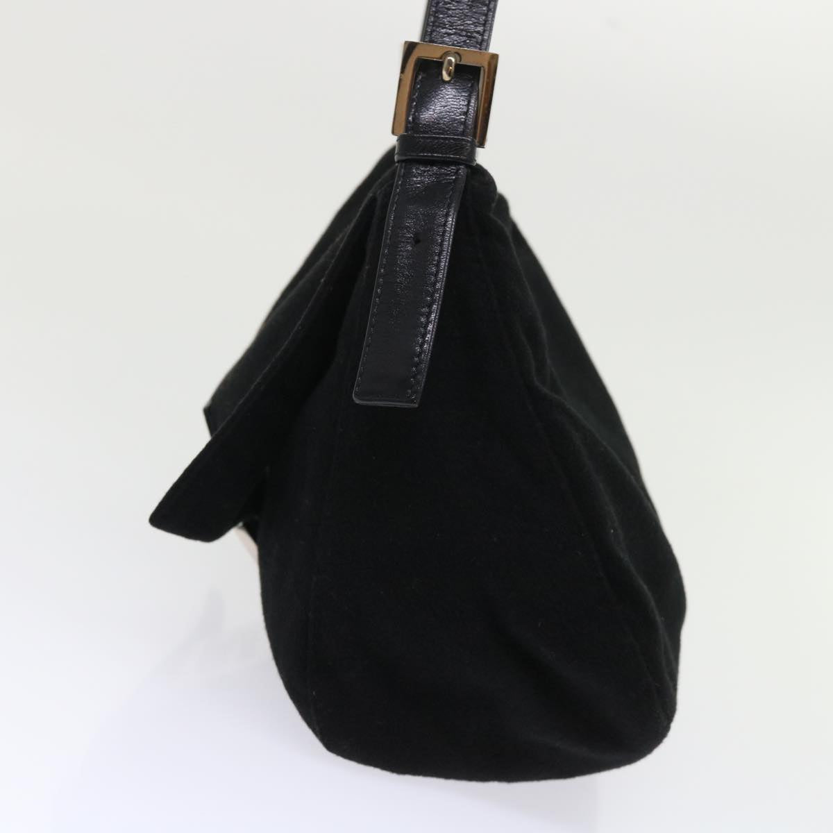 FENDI Mamma Baguette Shoulder Bag Wool Leather Black 2348 26325 093 ki3163
