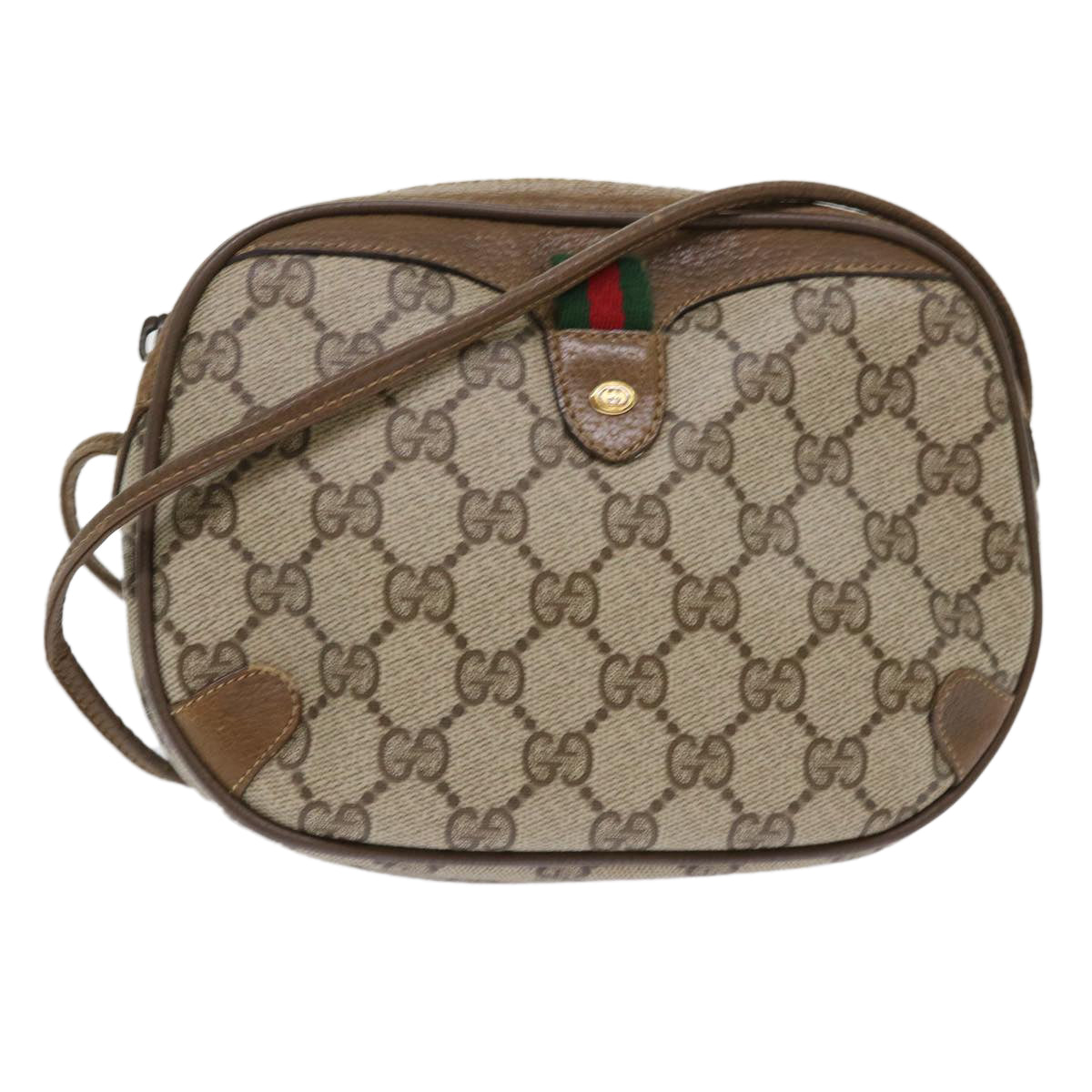 GUCCI GG Canvas Web Sherry Line Shoulder Bag Beige Red 89.02.066 ki3177