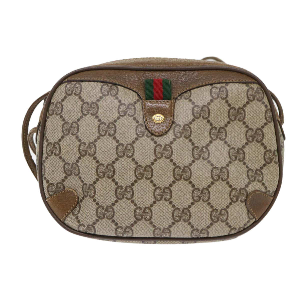 GUCCI GG Canvas Web Sherry Line Shoulder Bag Beige Red 89.02.066 ki3177