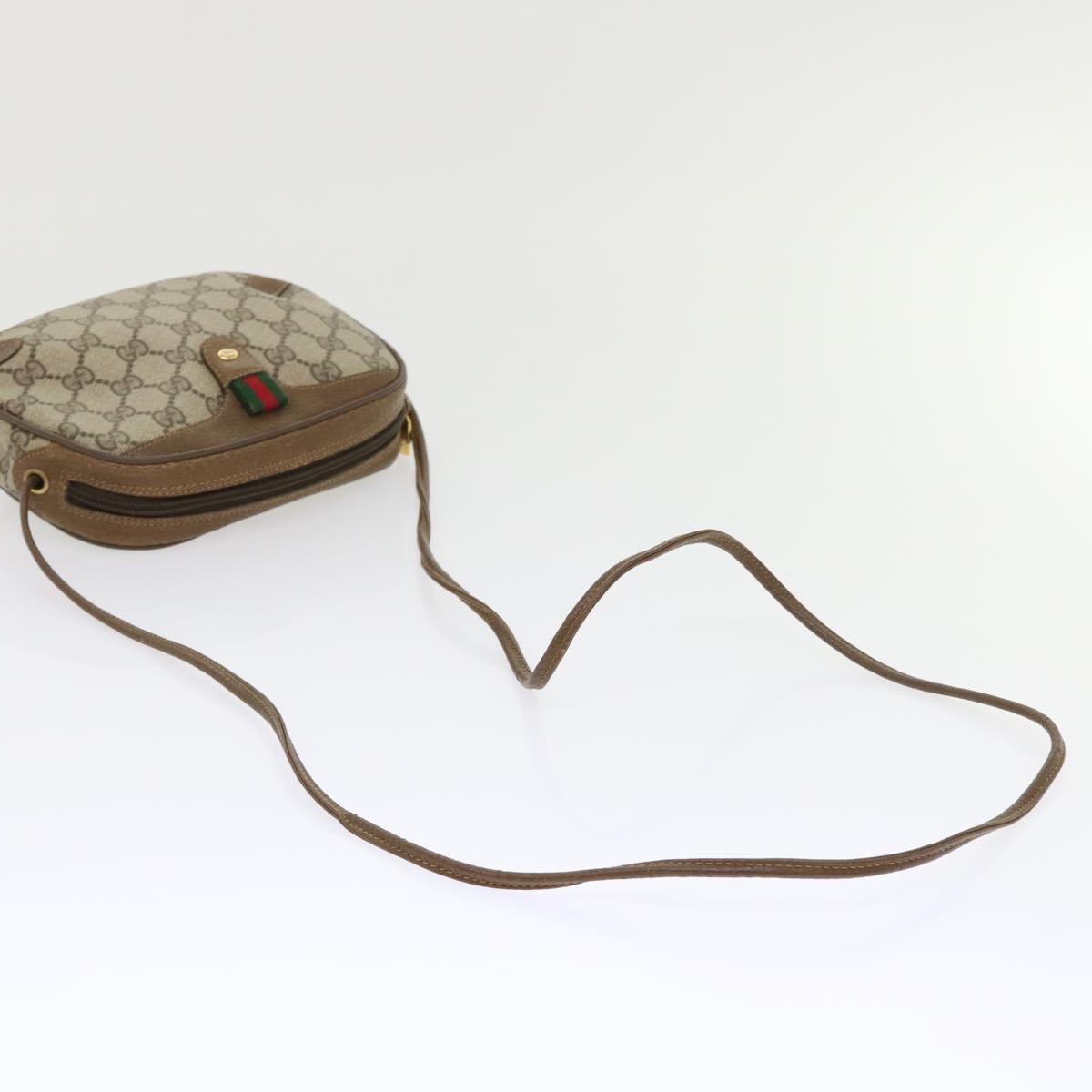 GUCCI GG Canvas Web Sherry Line Shoulder Bag Beige Red 89.02.066 ki3177