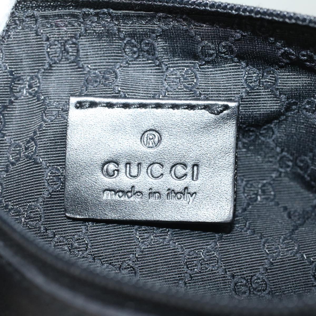 GUCCI Accessory Pouch Canvas Leather Black ki3186