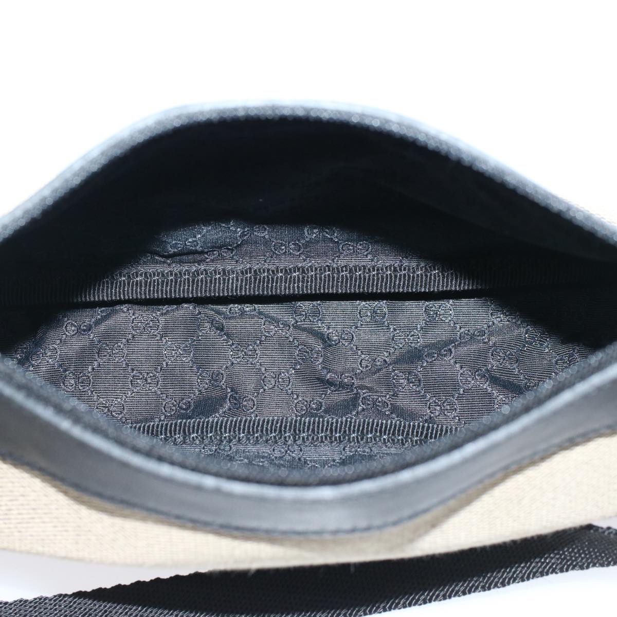 GUCCI Accessory Pouch Canvas Leather Black ki3186