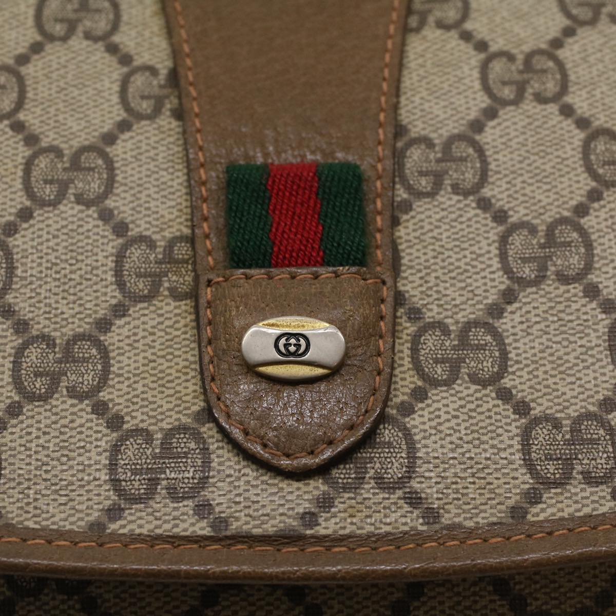 GUCCI GG Canvas Web Sherry Line Clutch Bag Beige Red Green 89.01.031 ki3202