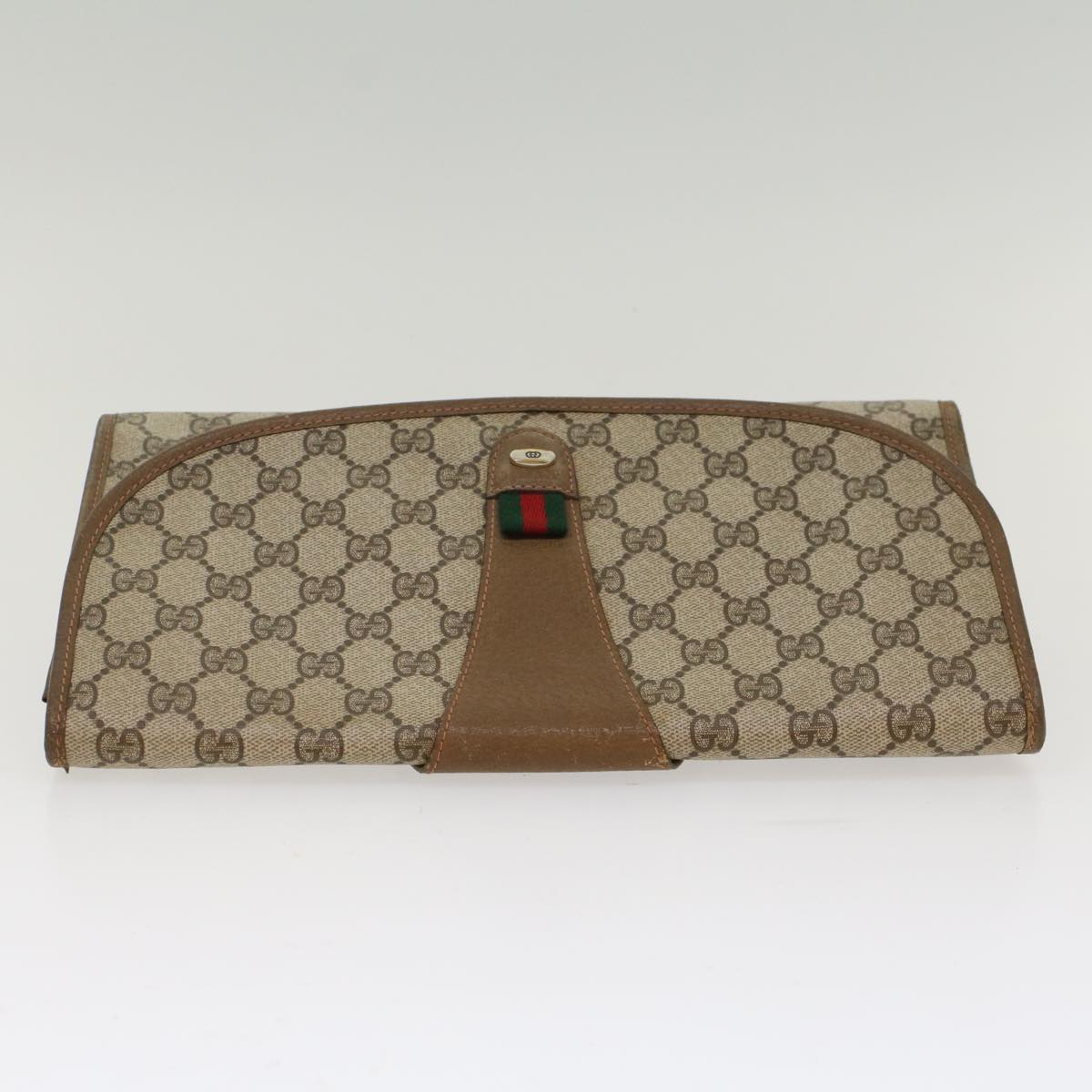 GUCCI GG Canvas Web Sherry Line Clutch Bag Beige Red Green 89.01.031 ki3202